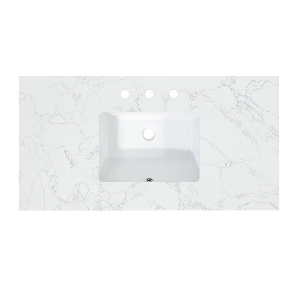 Ceres 43" Grain White Engineered Stone Vanity Top with Sink