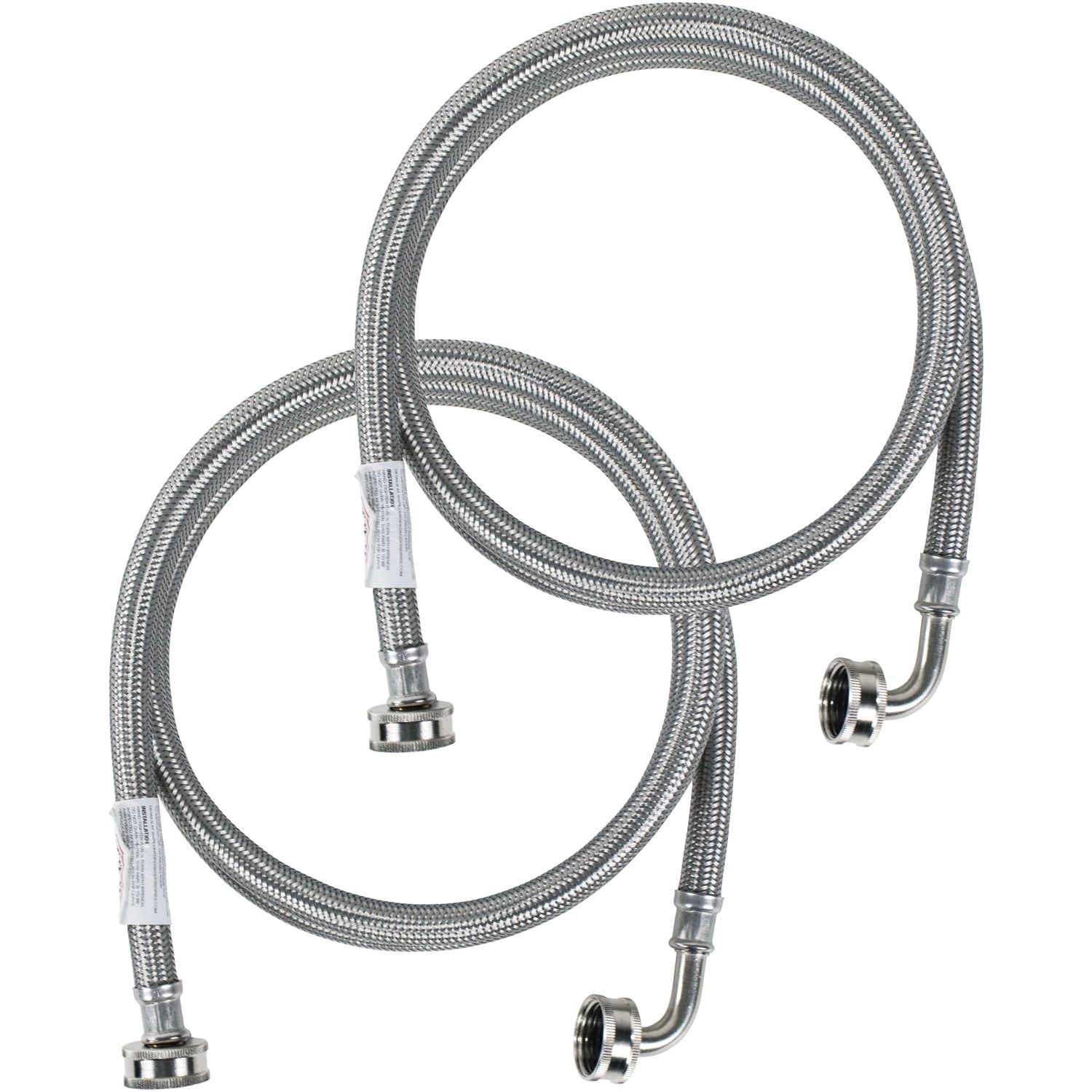 5ft Braided Stainless Steel Washing Machine Hoses with Brass Fittings