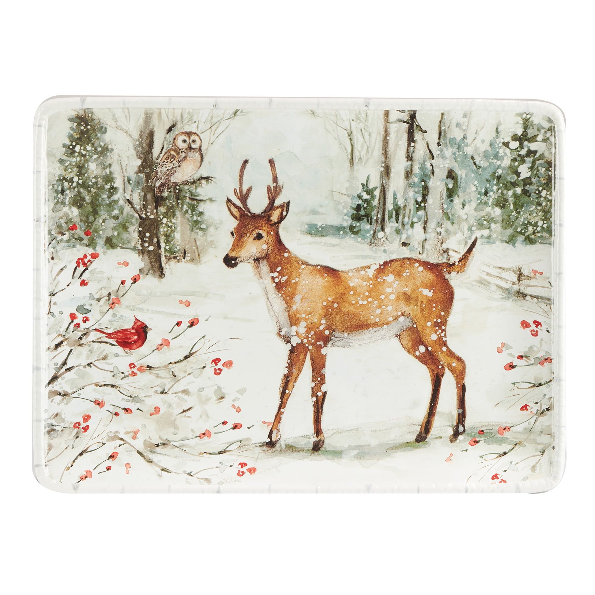 Winter Reindeer Ceramic Rectangular Serving Platter