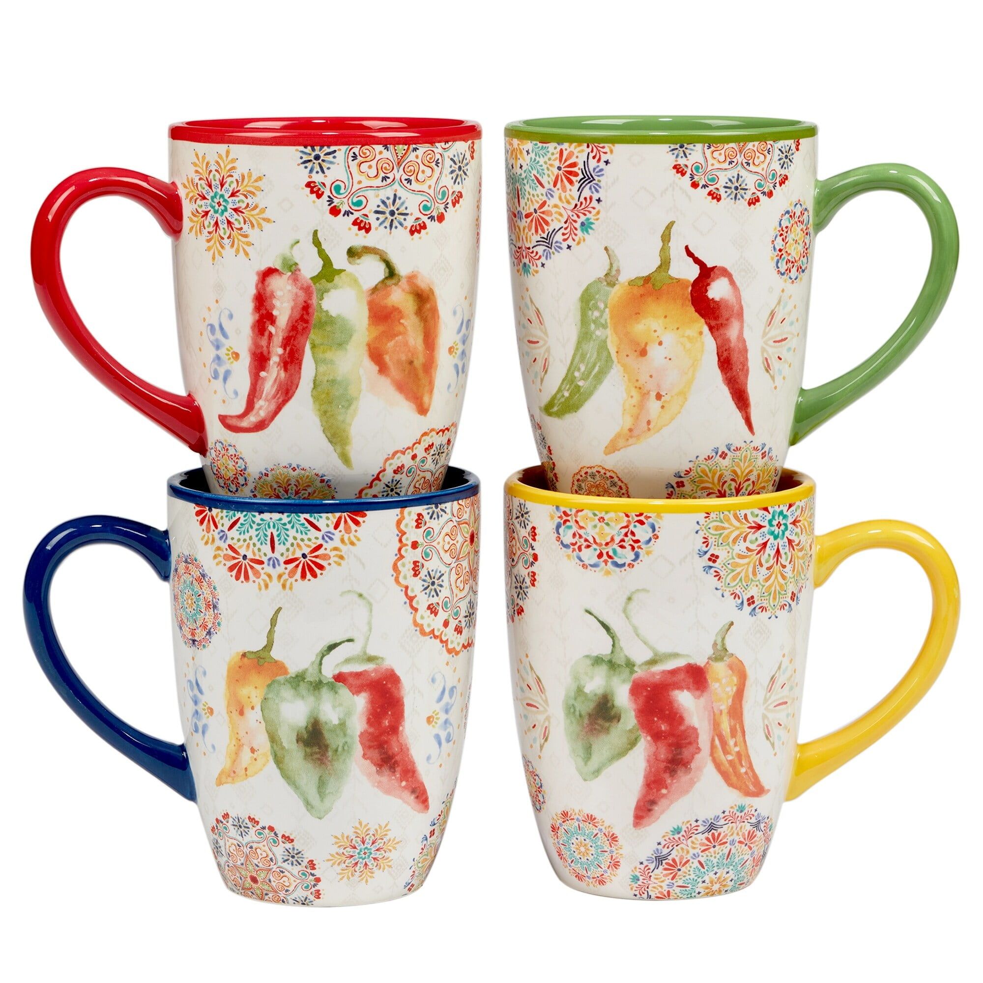 Sweet and Spicy Multicolor Ceramic 18 oz. Mug Set