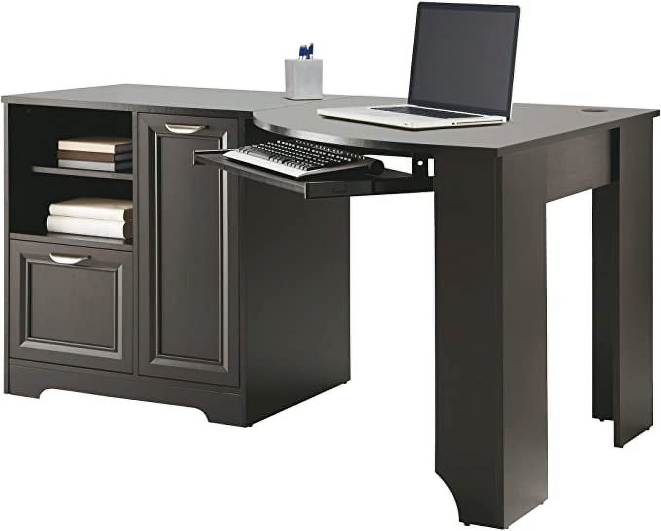 Espresso Magellan 60'' Corner Desk with Silver Hardware