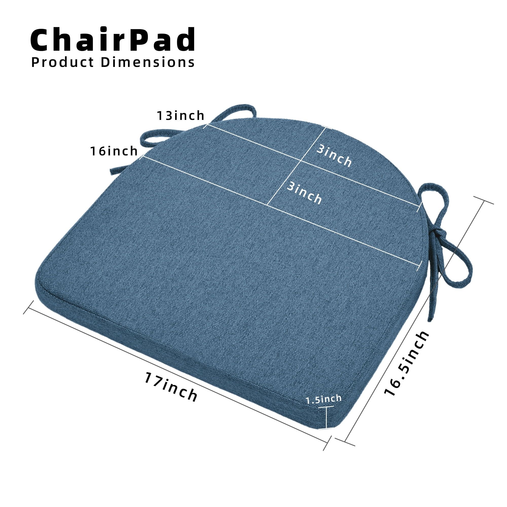 Blue Textured Foam Kitchen & Dining Chair Cushions Set of 2