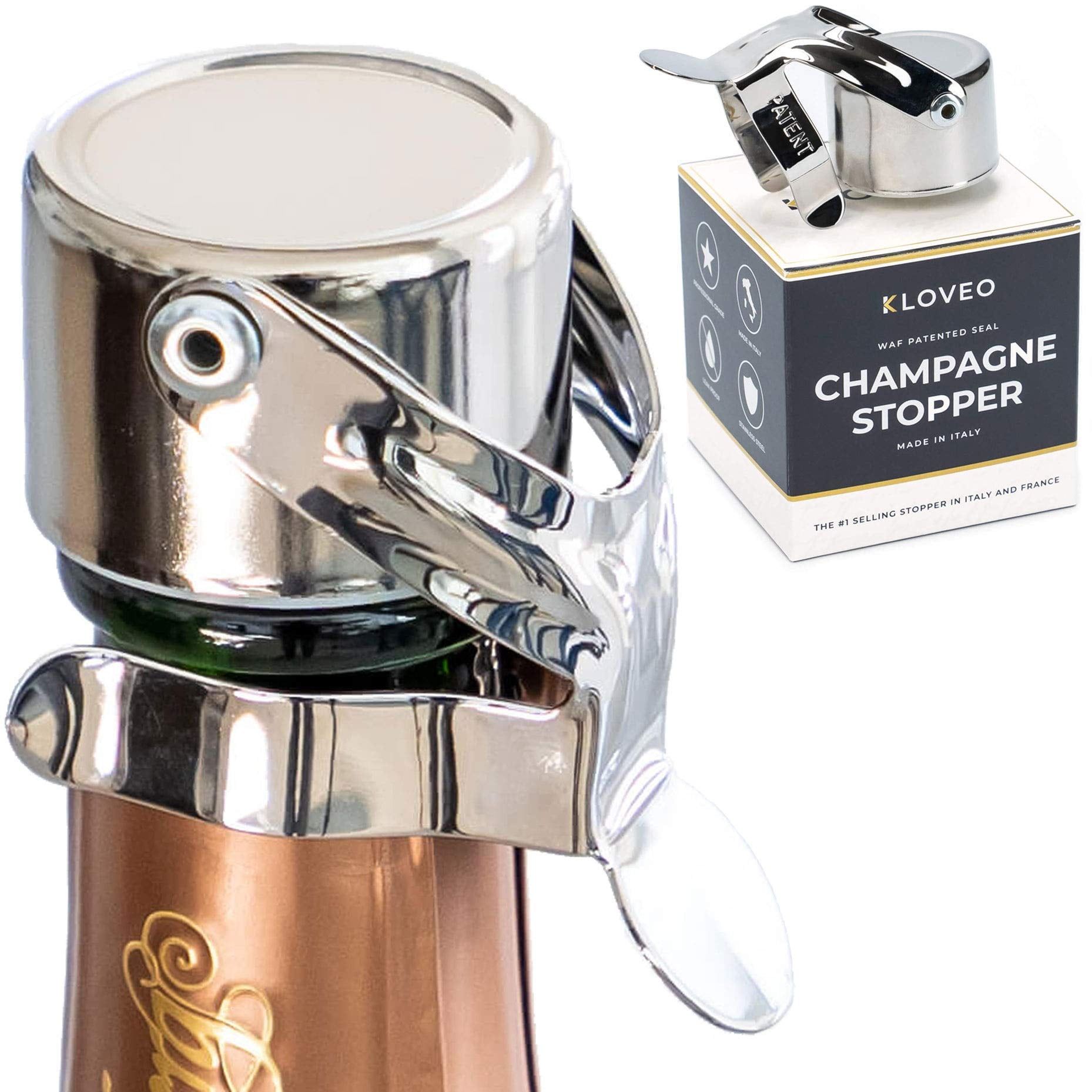 Chrome Italian Champagne Stopper with Patented Seal