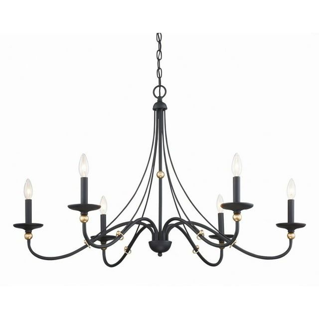 Sand Coal and Gold 40" Steel Taper Candle Chandelier