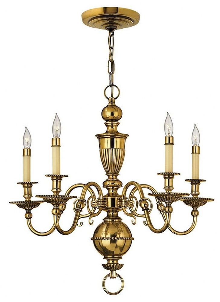 Burnished Brass 5-Light Beaded Traditional Chandelier