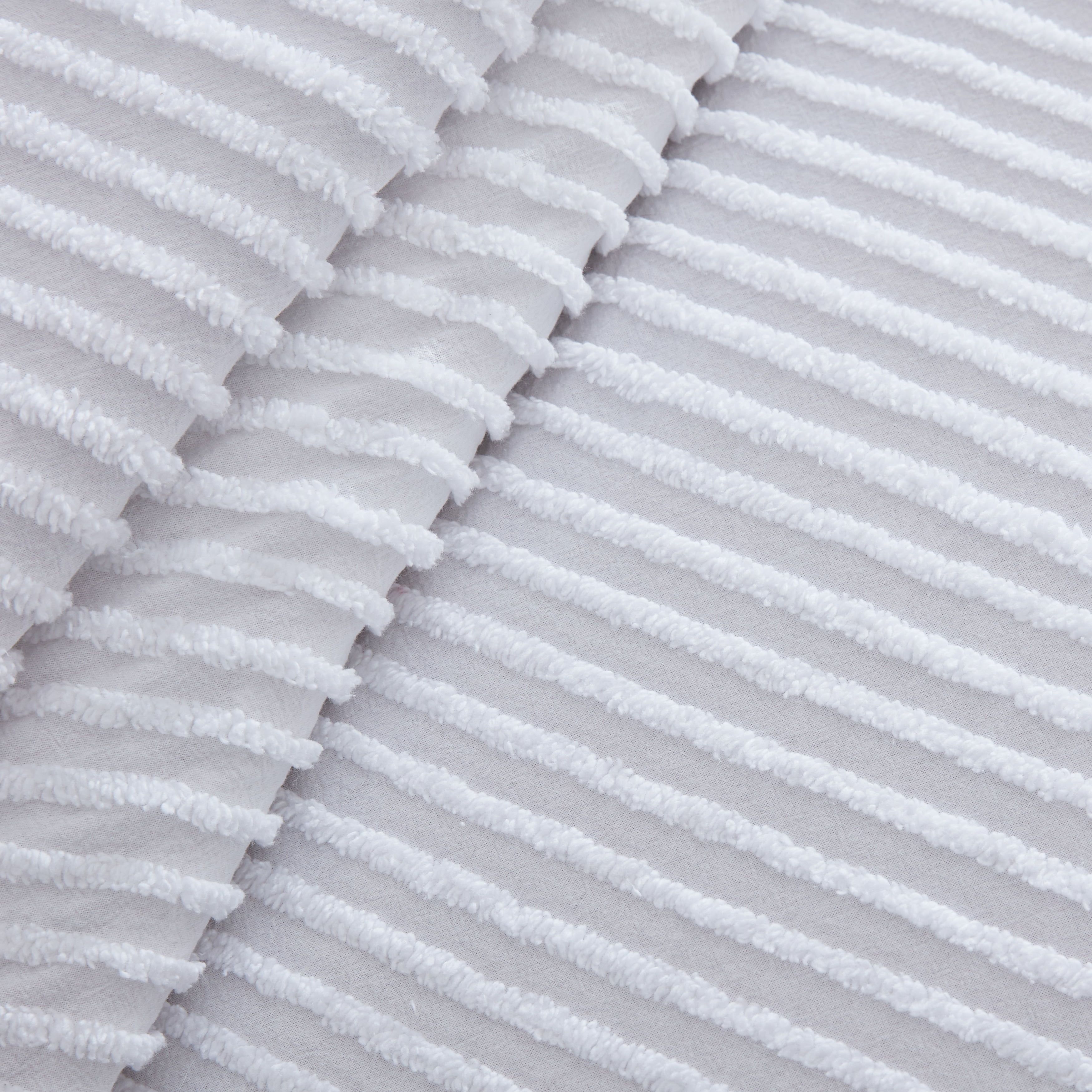 Full Size White Cotton Channel Chenille Bedspread