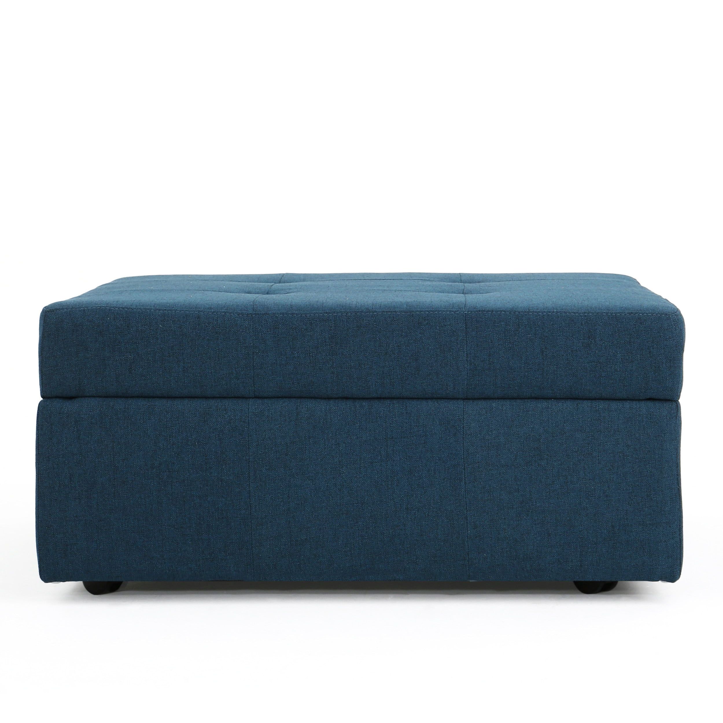 Chatsworth Navy Blue Tufted Fabric Storage Ottoman