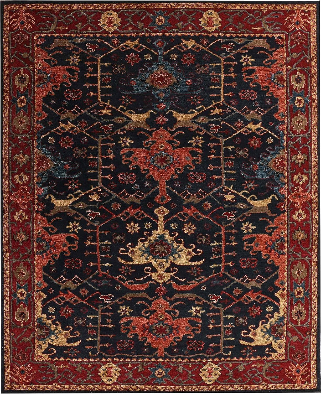 Channing Blue Multi Persian-Style Hand-Tufted Wool Rug, 8' x 10'