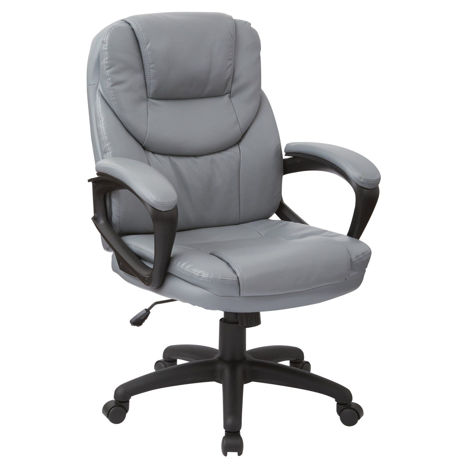 Charcoal Gray Faux Leather Executive Swivel Chair