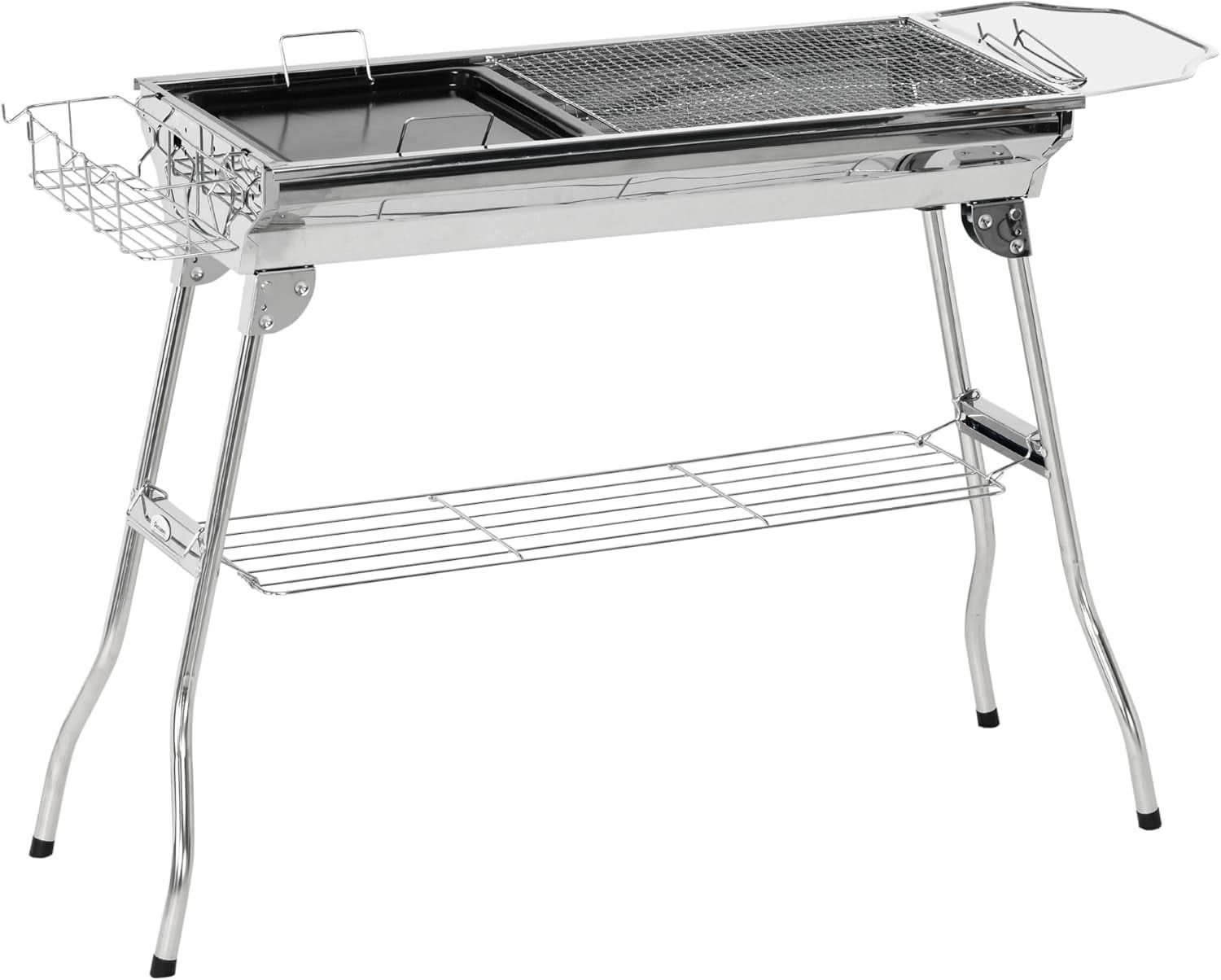 Stainless Steel Portable Folding Charcoal Hibachi Grill with Storage