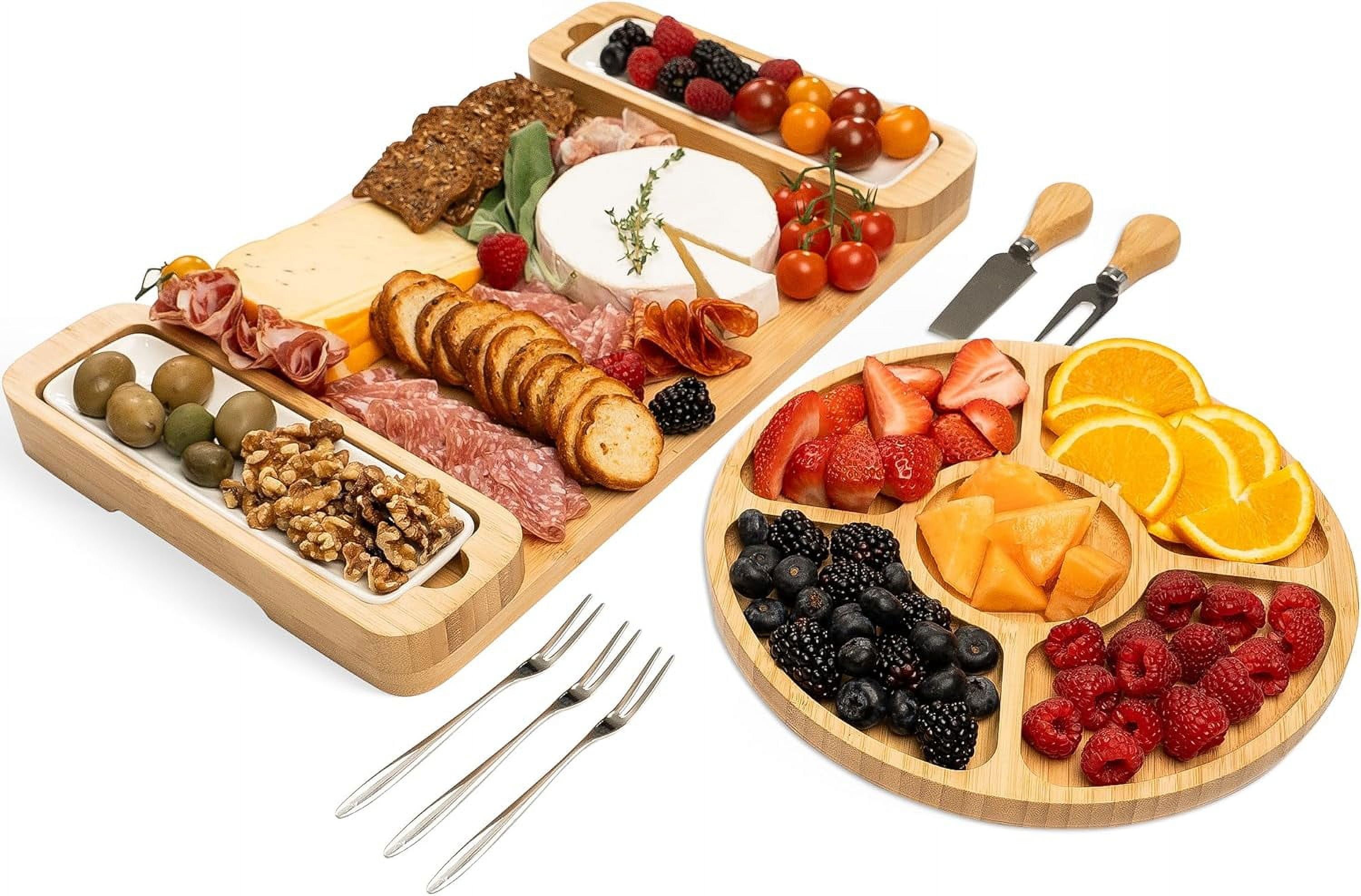 Bamboo Rectangular Cheese and Charcuterie Board Set with Knife Set