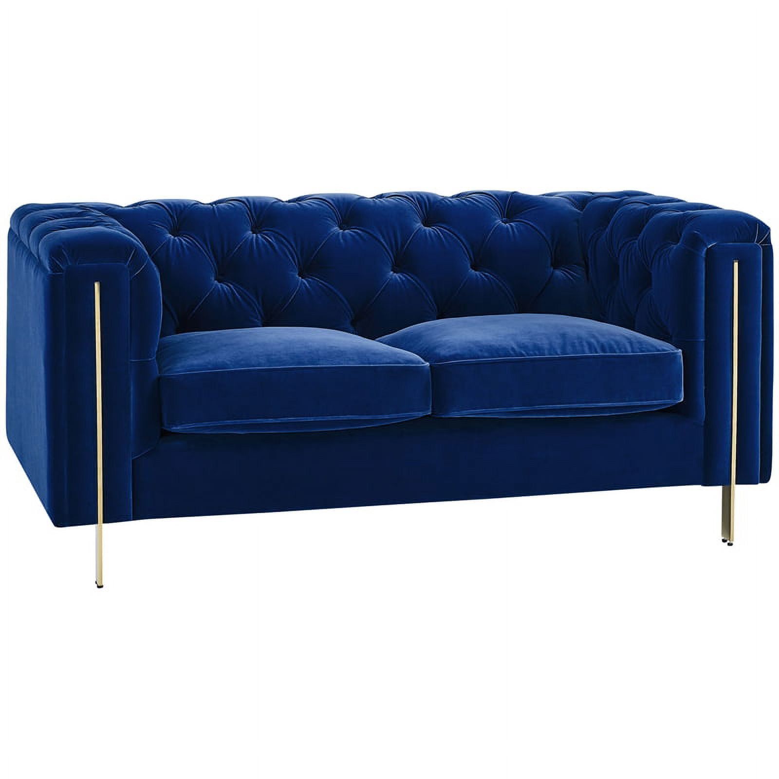 Charlene Contemporary Blue Velvet Tufted Chesterfield Loveseat