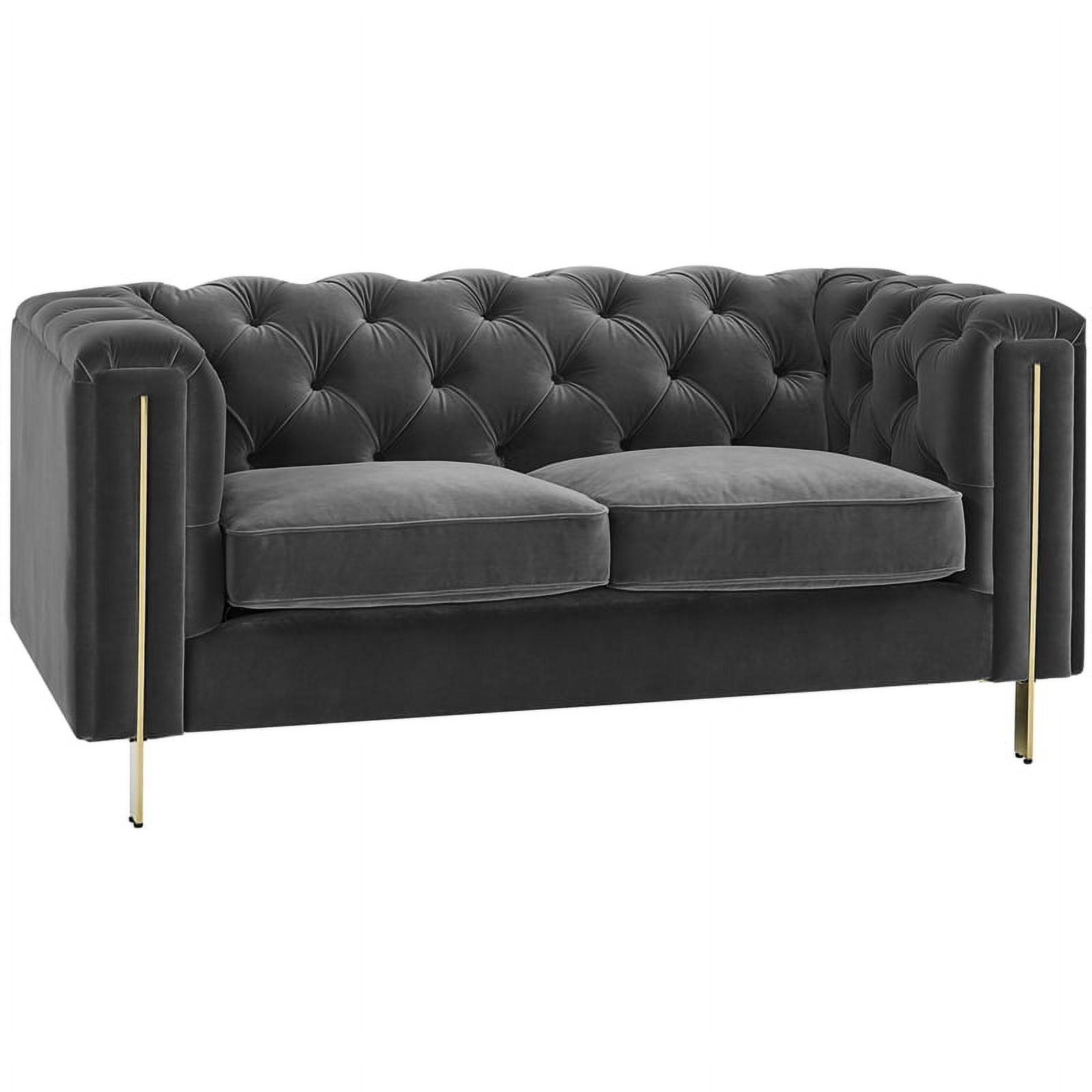 Charlene 66'' Gray Velvet Tufted Chesterfield Loveseat