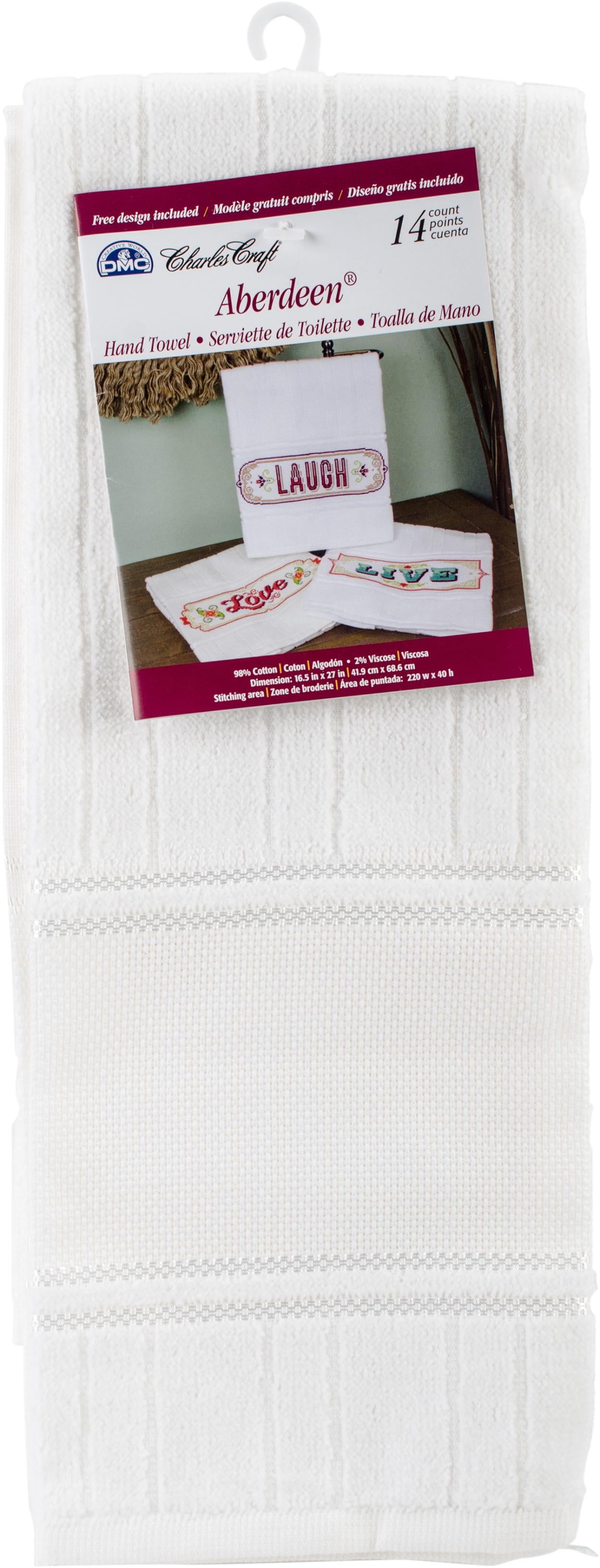 White Cotton Velour Hand Towel with Stitching Area