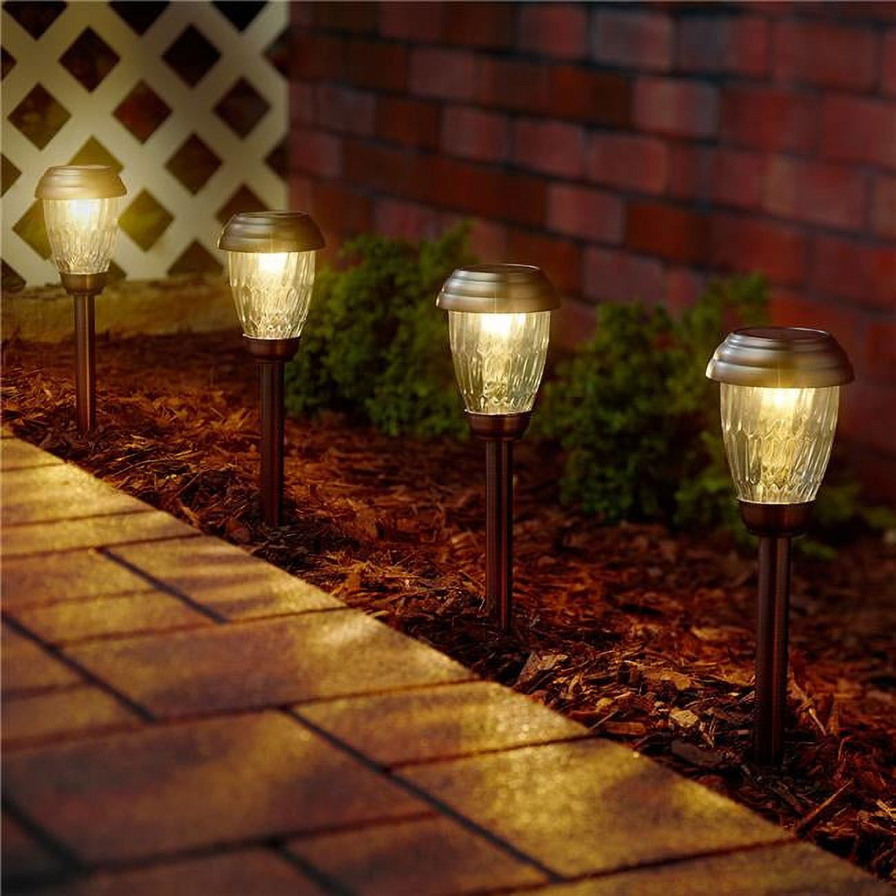 Antique Bronze Solar Pathway Lights with Glass Shade, 6-Pack