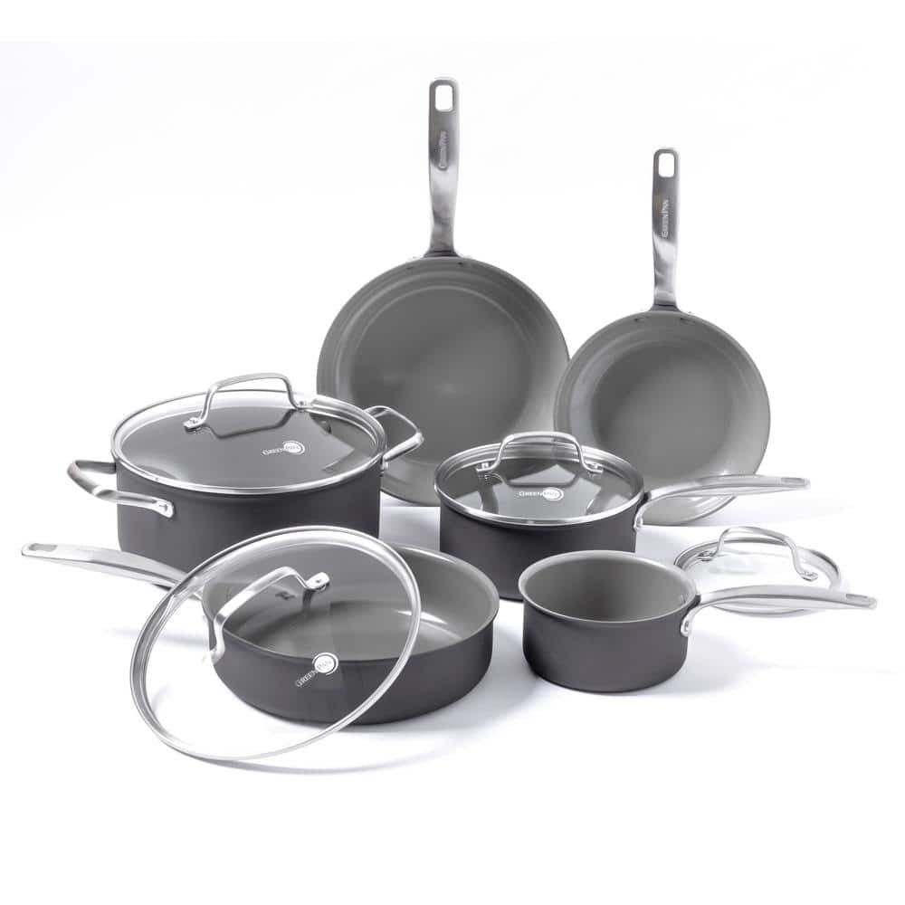 Gray 10-Piece Aluminum Ceramic Nonstick Cookware Set