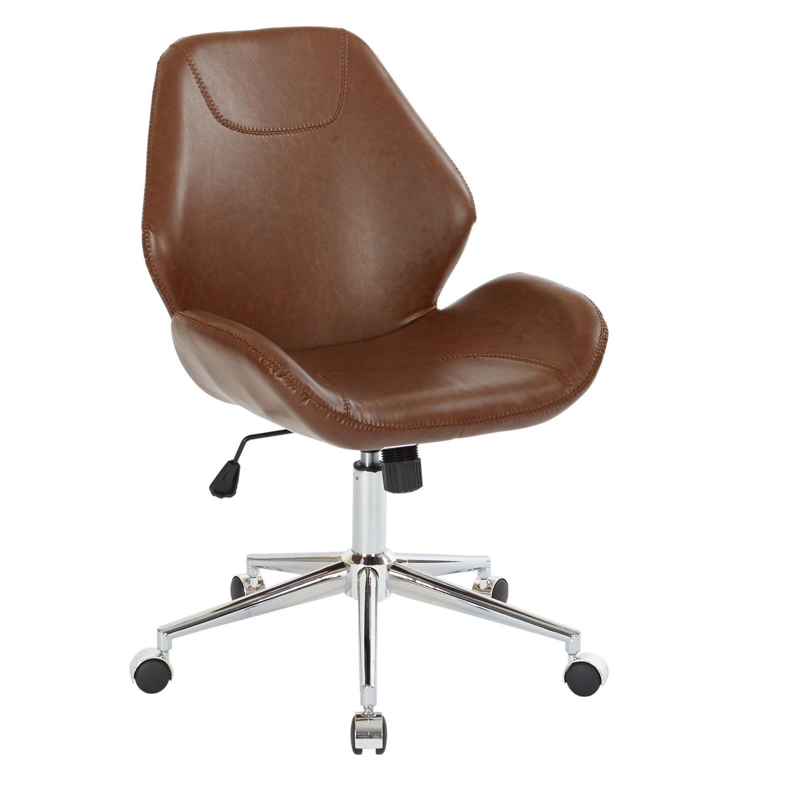 Chatsworth Swivel Executive Office Chair in Saddle Brown Faux Leather