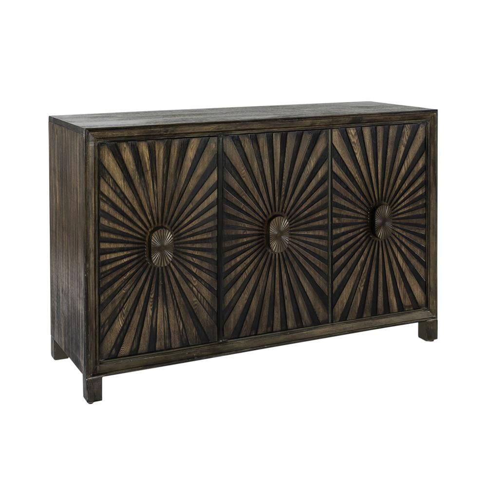 Chaucer Medium Brown 3-Door Starburst Accent Cabinet