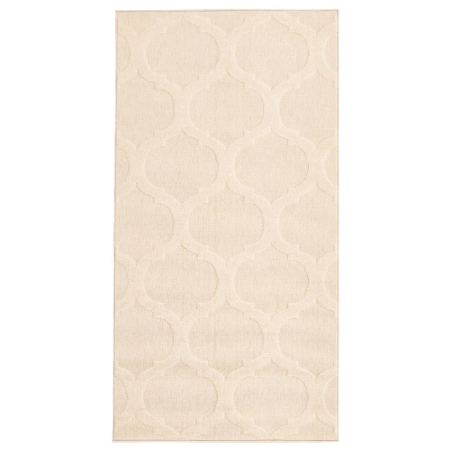 Ivory Trellis Rectangular Synthetic Outdoor Rug 2.5' x 5'