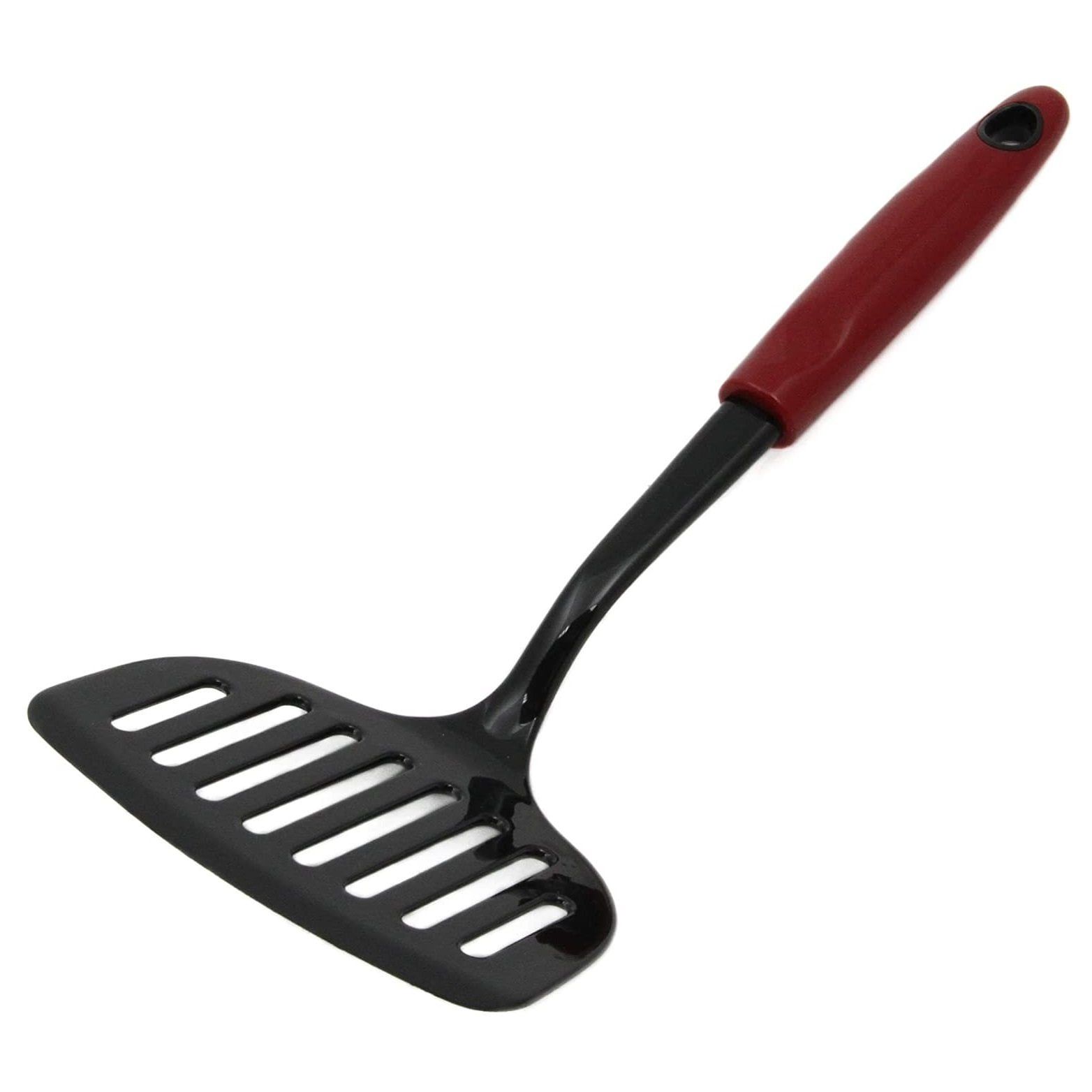 Red and Black Nylon Jumbo Slotted Turner Spatula