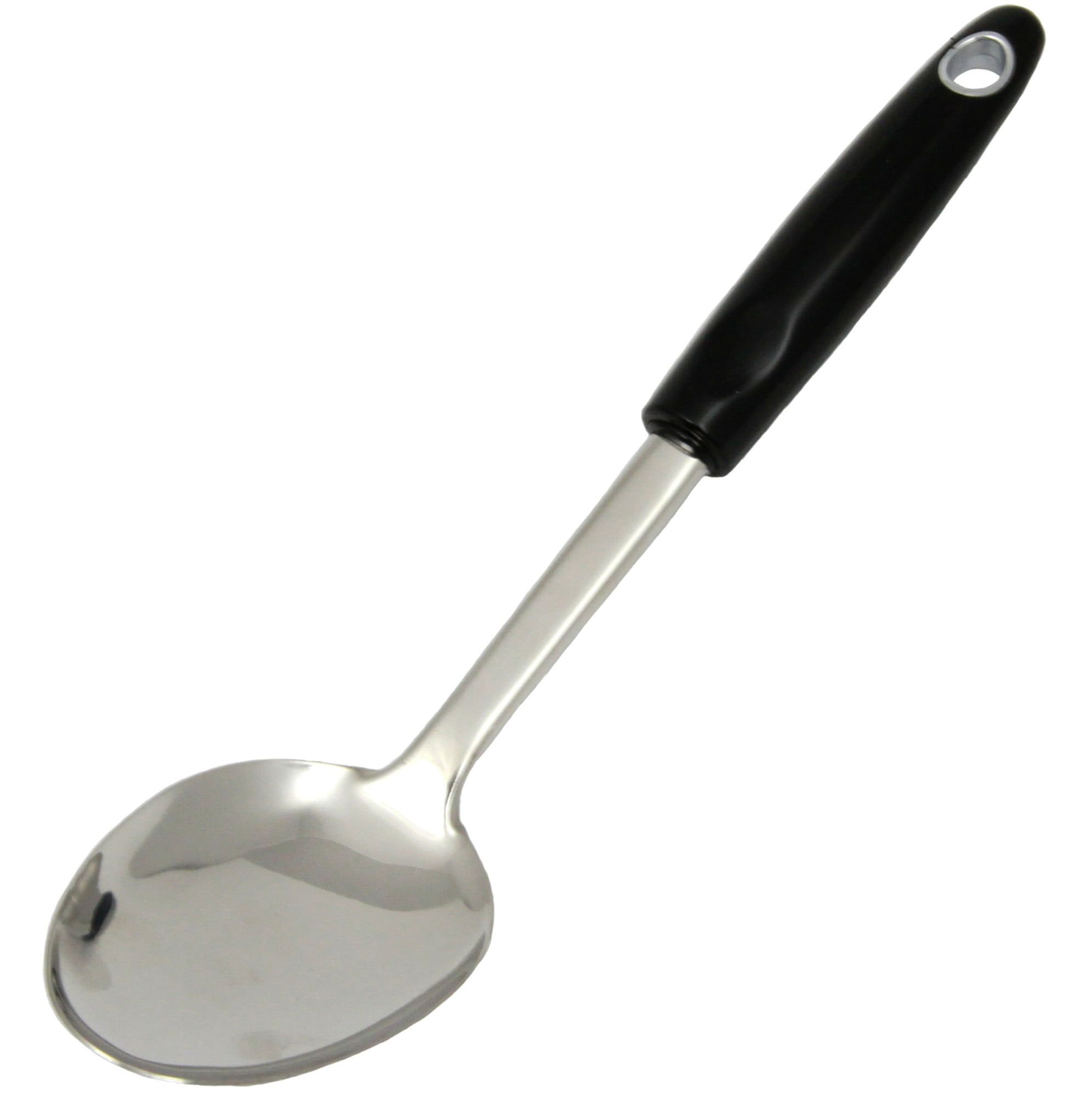 12-Inch Stainless Steel Basting Spoon with Black Handle