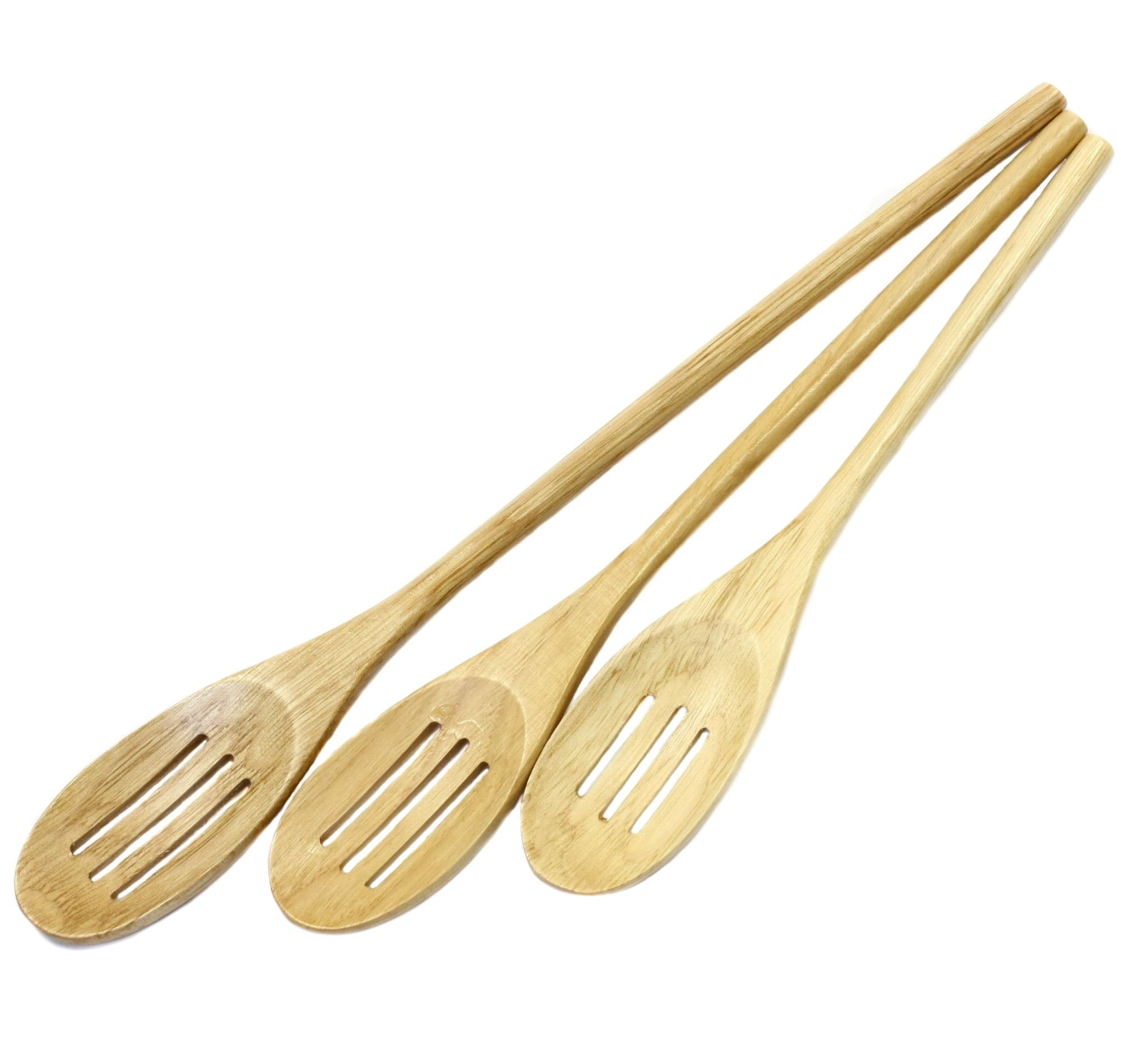 Natural Beechwood Slotted Spoon Set, 10, 12, 14 Inch, 3 Piece