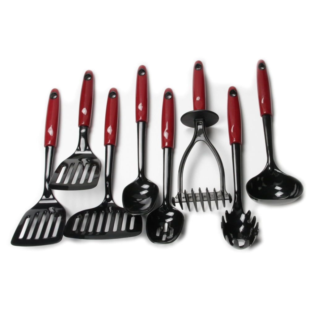 Red and Black Nylon 8-Piece Kitchen Utensil Set