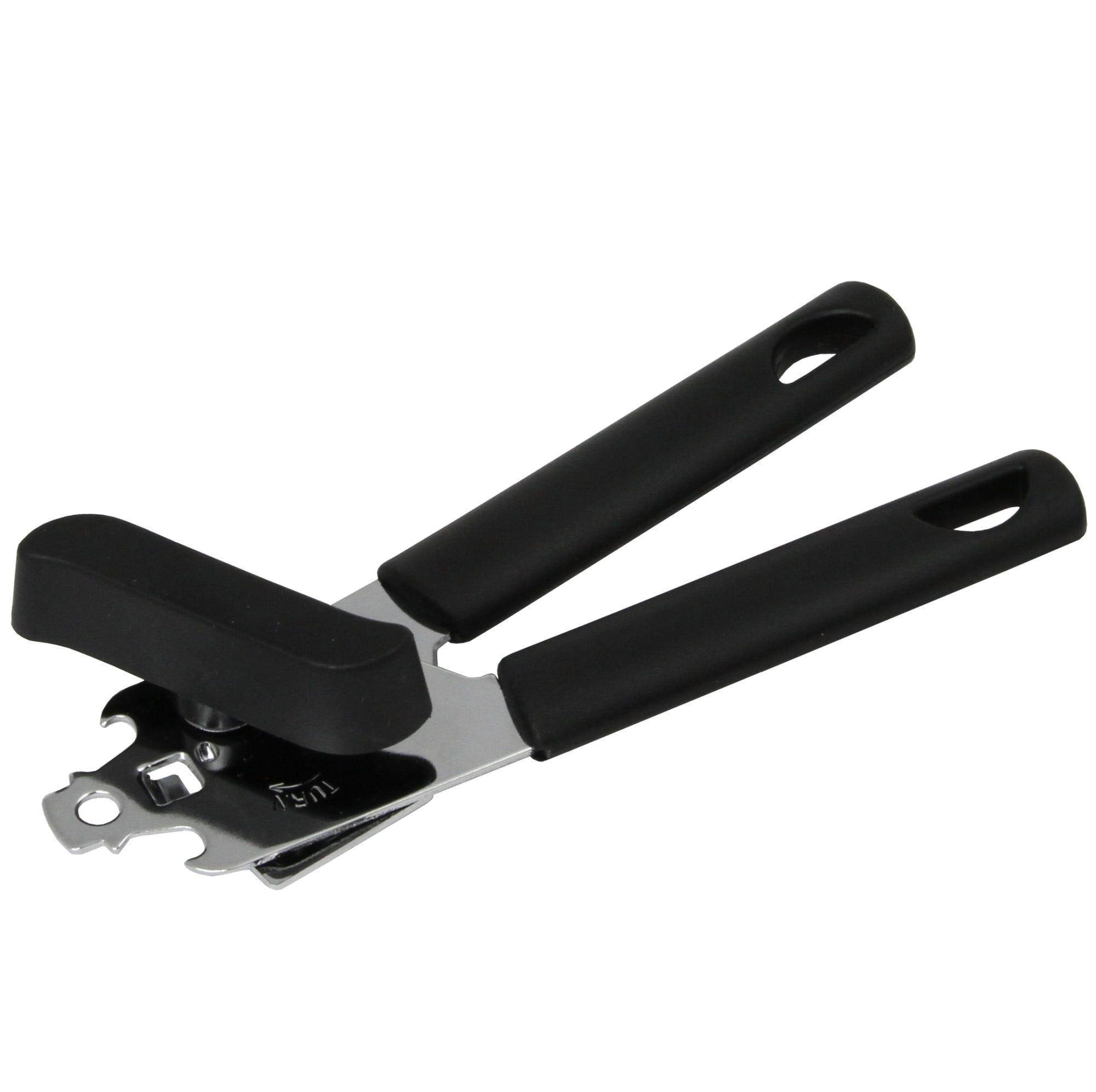 Chef Craft Black Plastic Handle Manual Can Opener with Bottle Opener