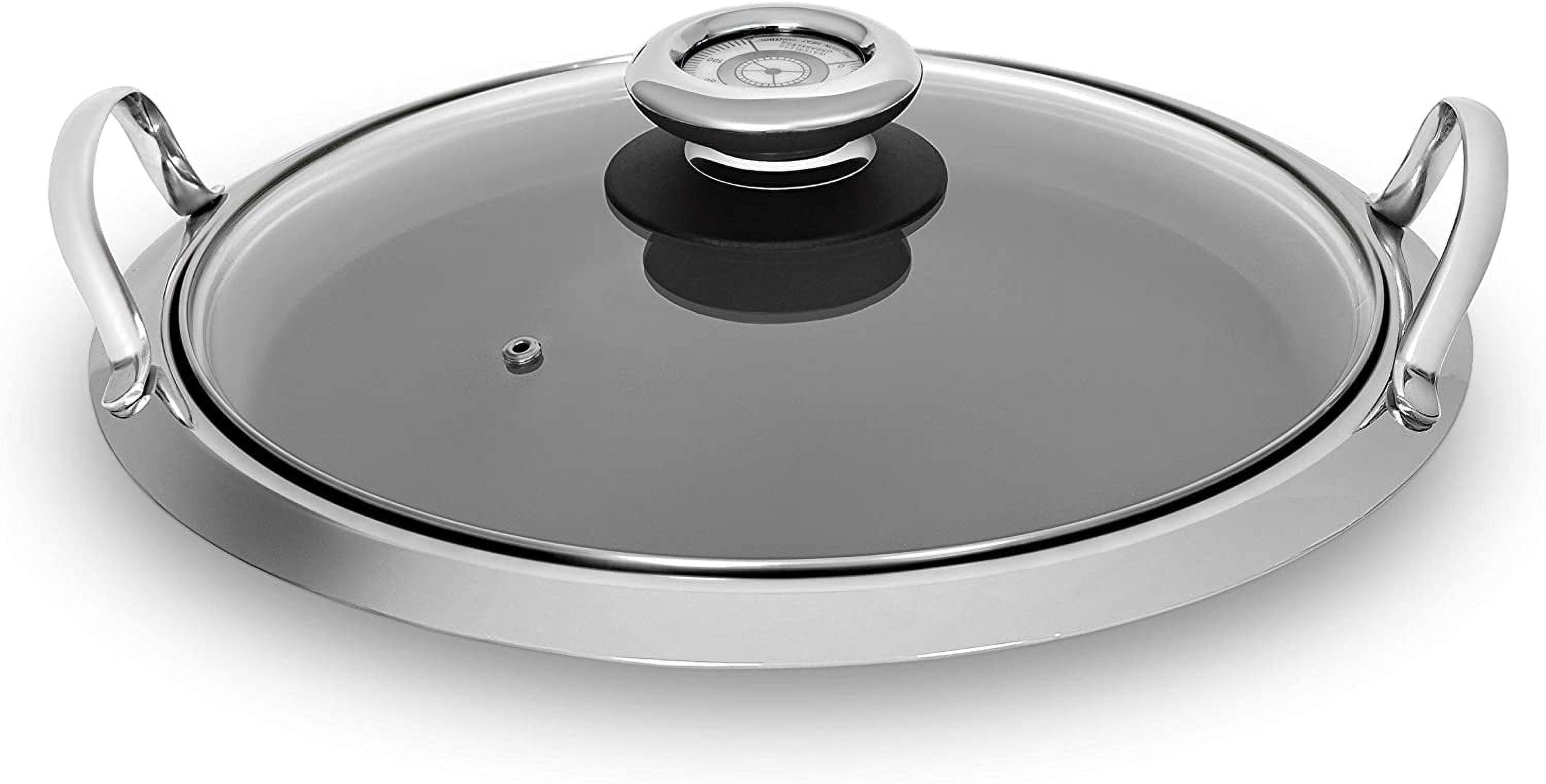 Chef's Secret 14-Inch Stainless Steel Round Griddle with Glass Lid