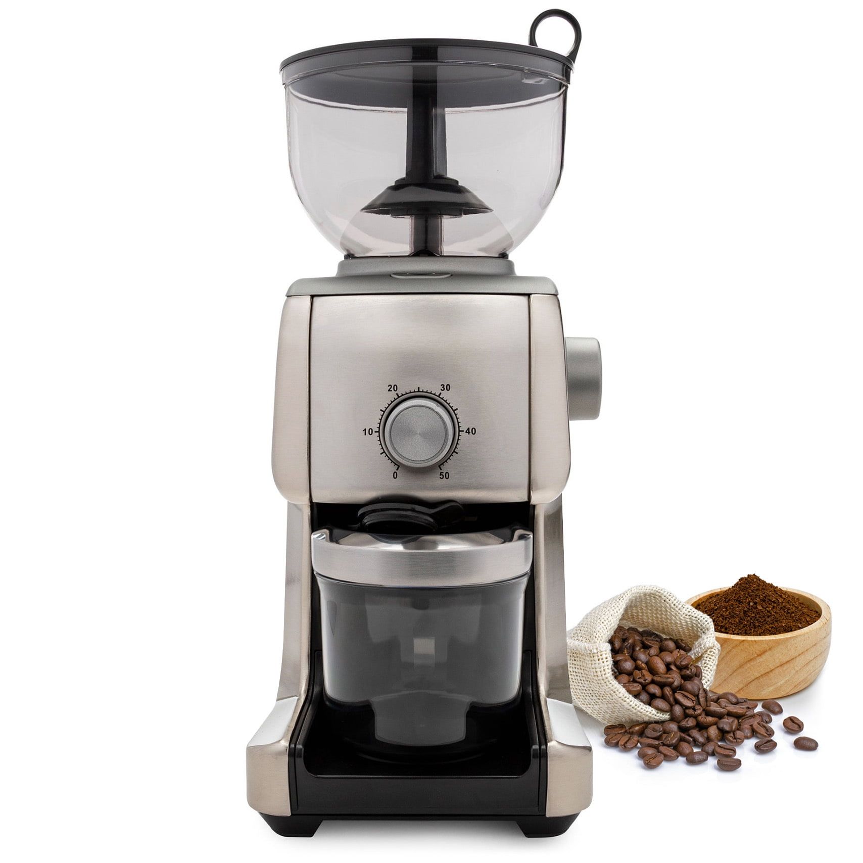 ChefWave Stainless Steel Electric Burr Coffee Grinder with Adjustable Grind