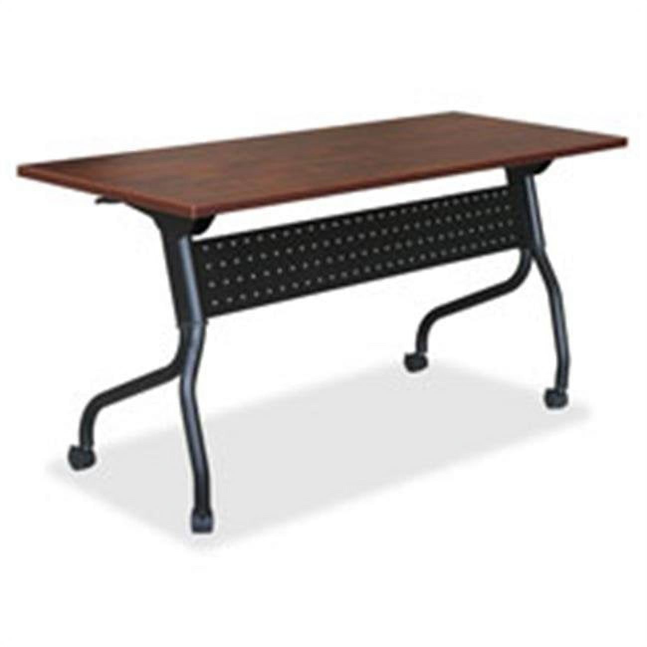 Cherry Wood Flip Top Training Table with Metal Base