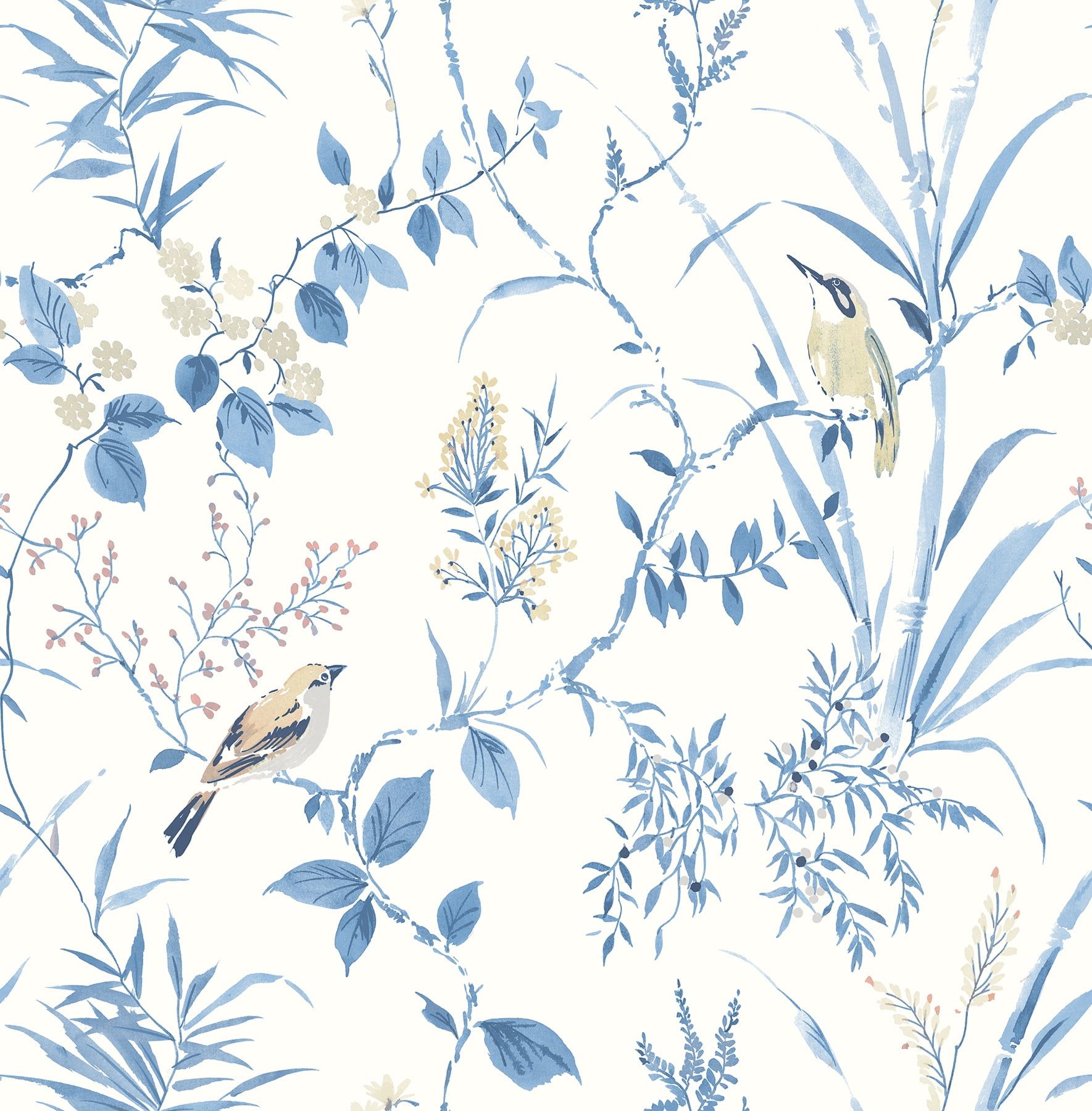 Imperial Garden Blue Botanical Non-Woven Wallpaper Roll