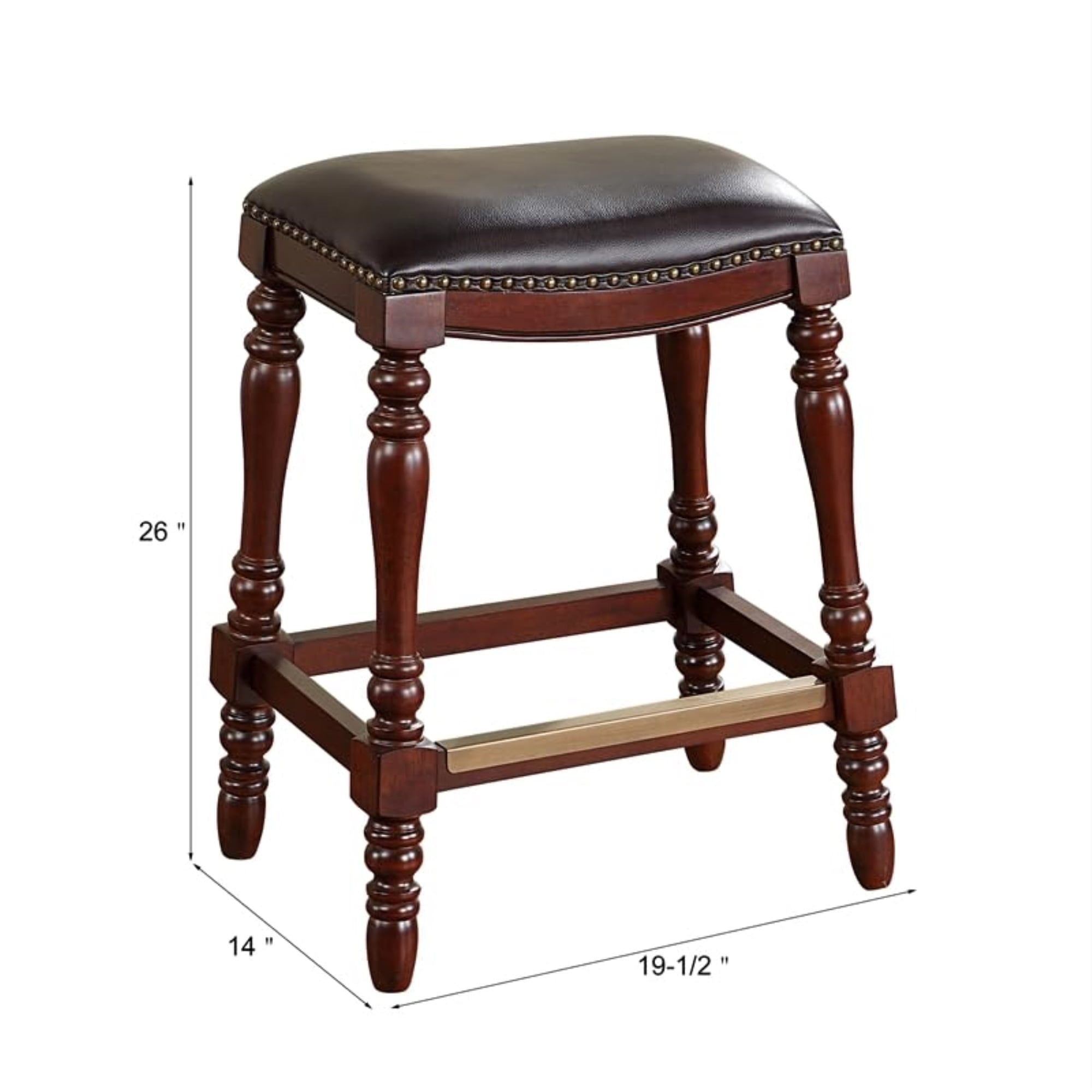 Chester Traditional Brown Leather Saddle Counter Stool