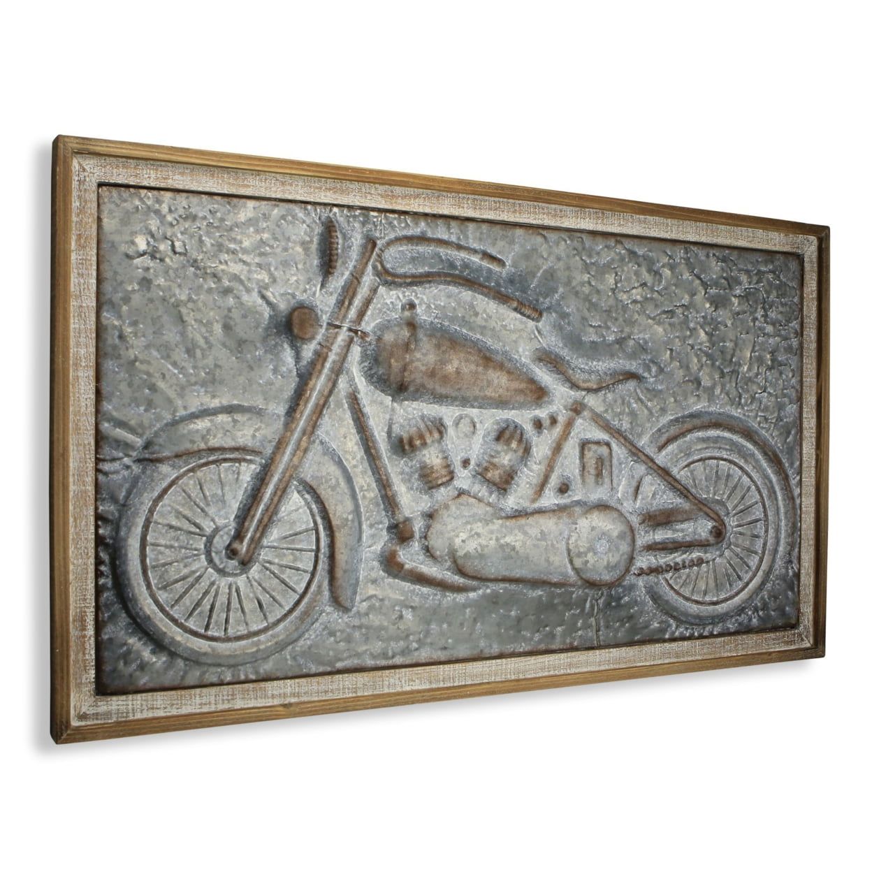 Rustic Gray Metal and Wood Motorcycle Wall Art