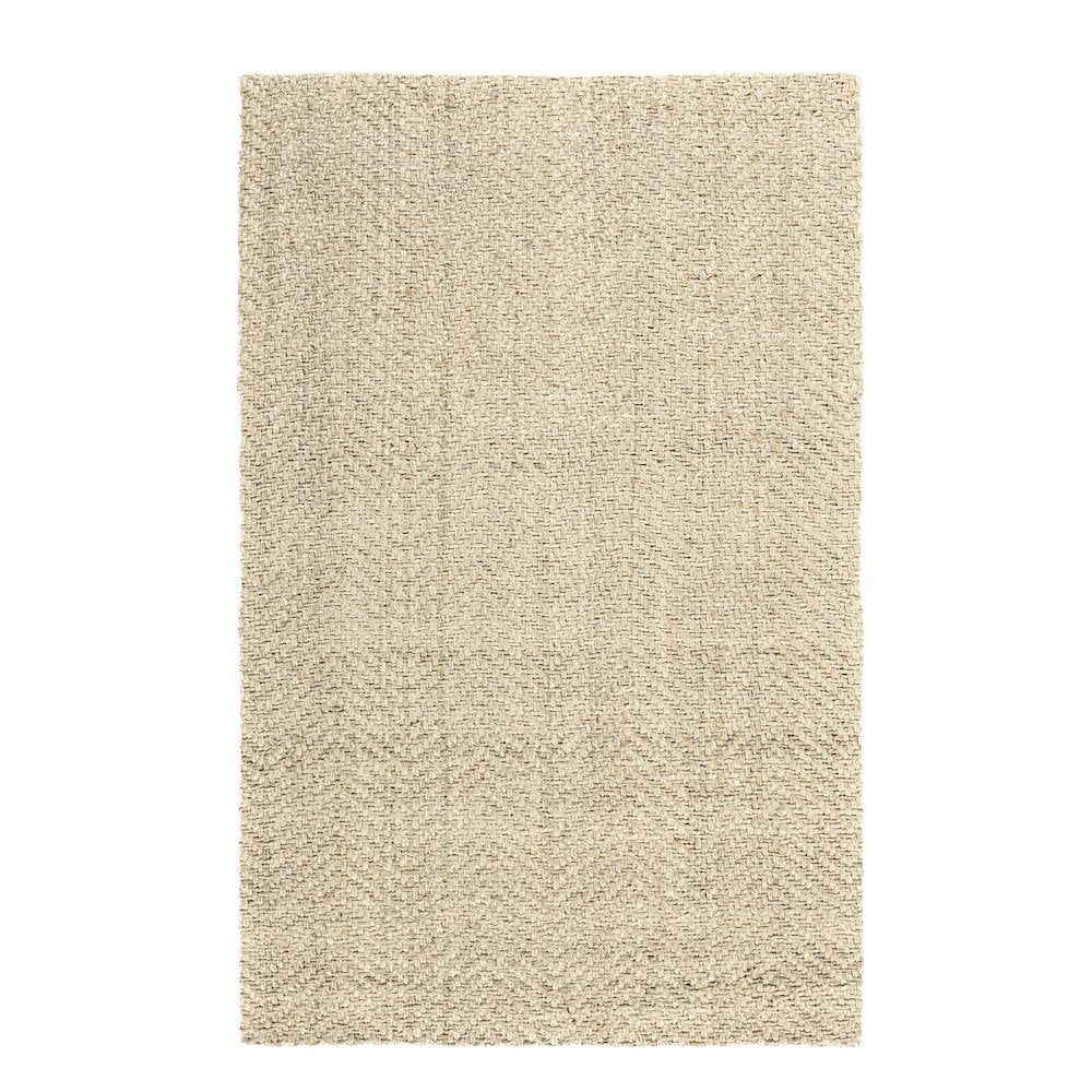 Ivory Herringbone Handwoven Wool 10' x 14' Rug