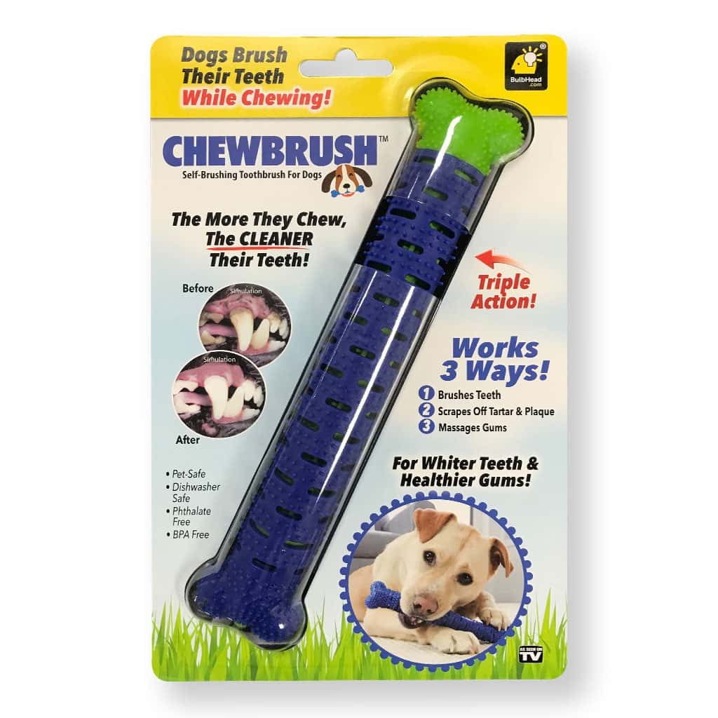 Blue Large Self-Brushing Dog Toothbrush with Tartar Removal