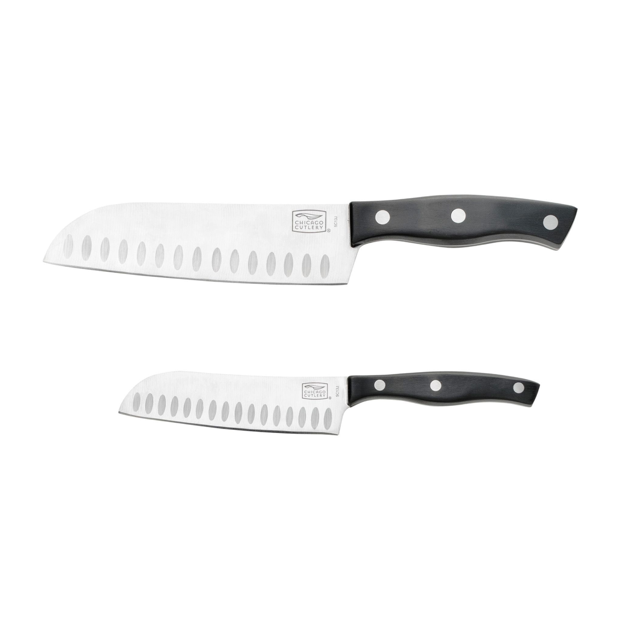 Ellsworth 2-Piece Stainless Steel Santoku Knife Set with Triple-Rivet Handles