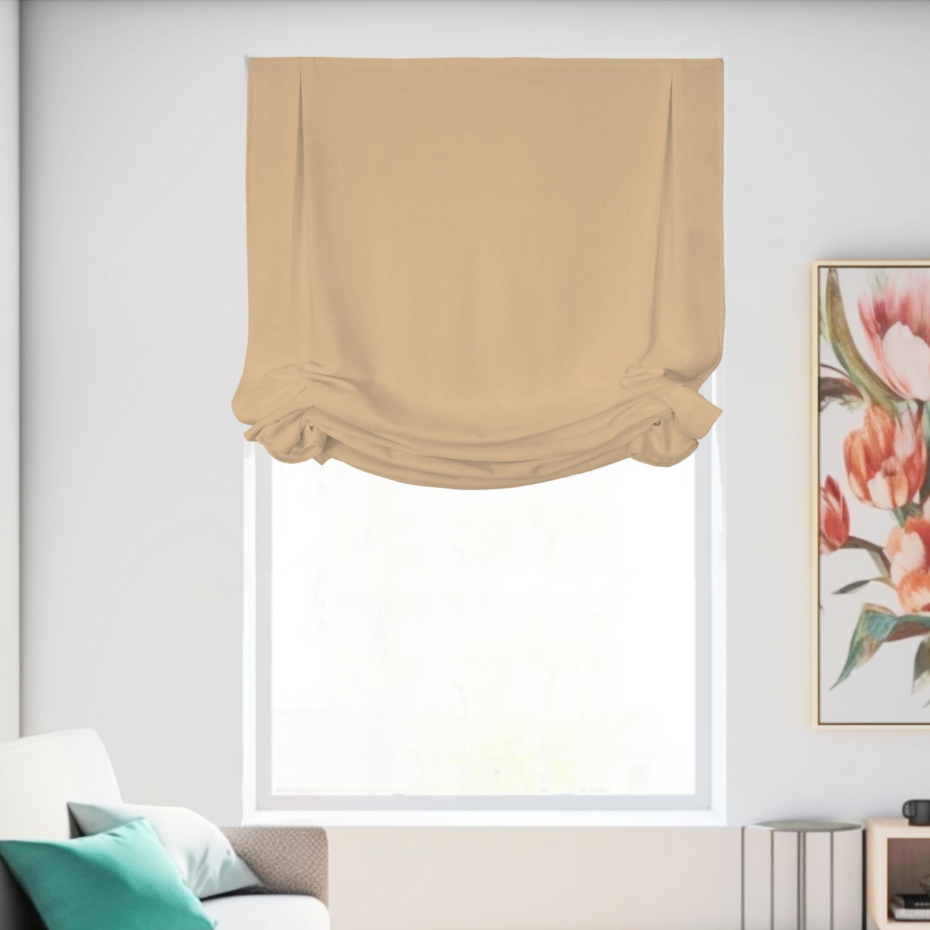 Khaki Cordless Fabric Roman Shades 35"W x 64"H