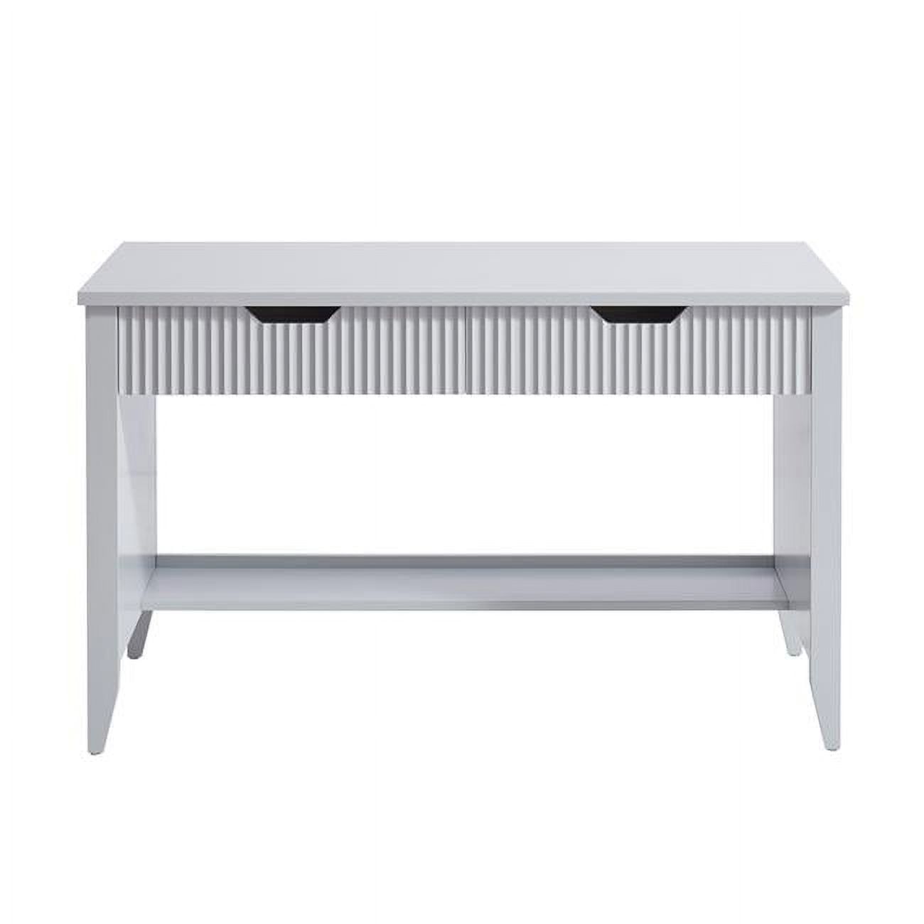 Gray Solid Wood Writing Desk with Drawers and Shelf