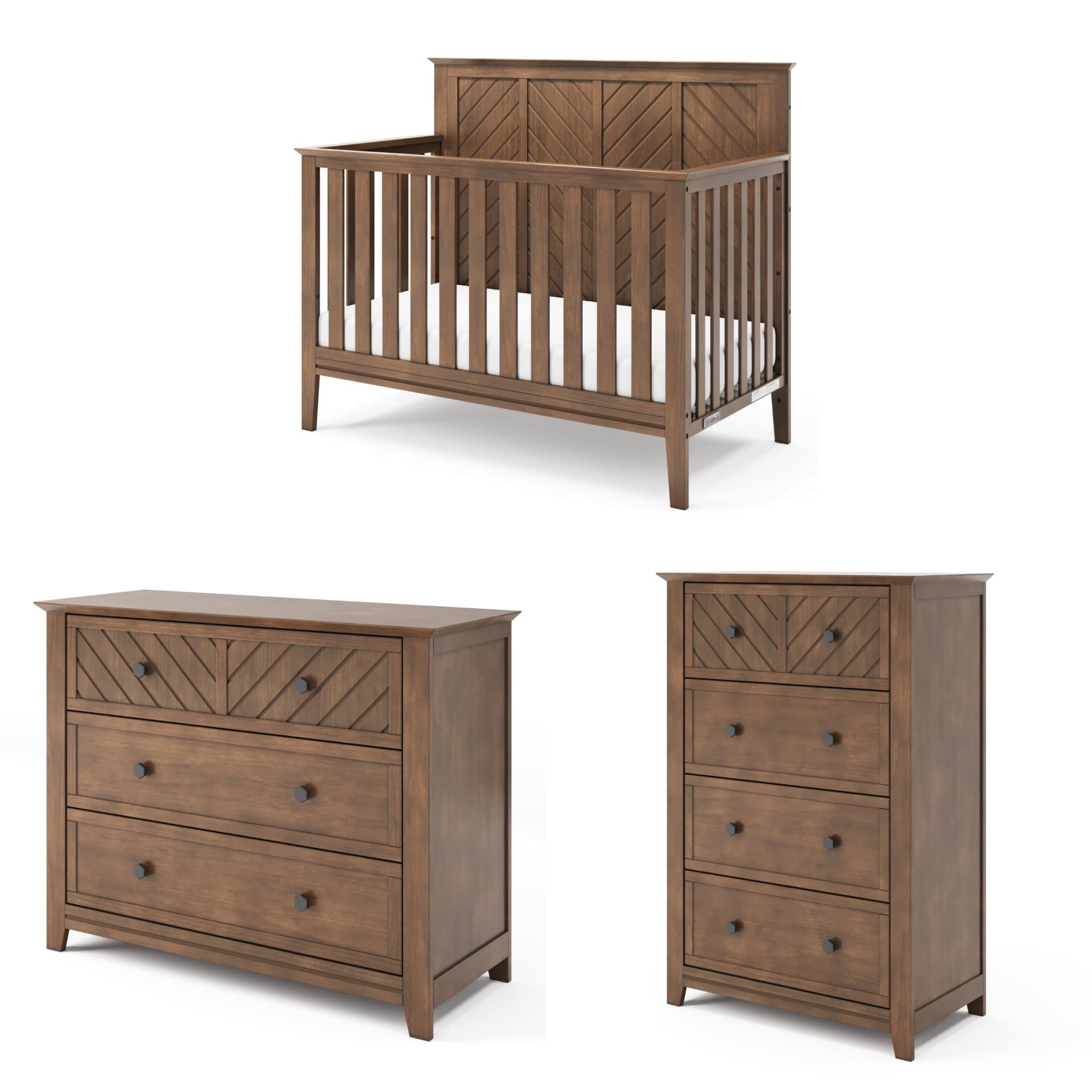 Atwood Cocoa Bean Pine Wood 3-Piece Nursery Set