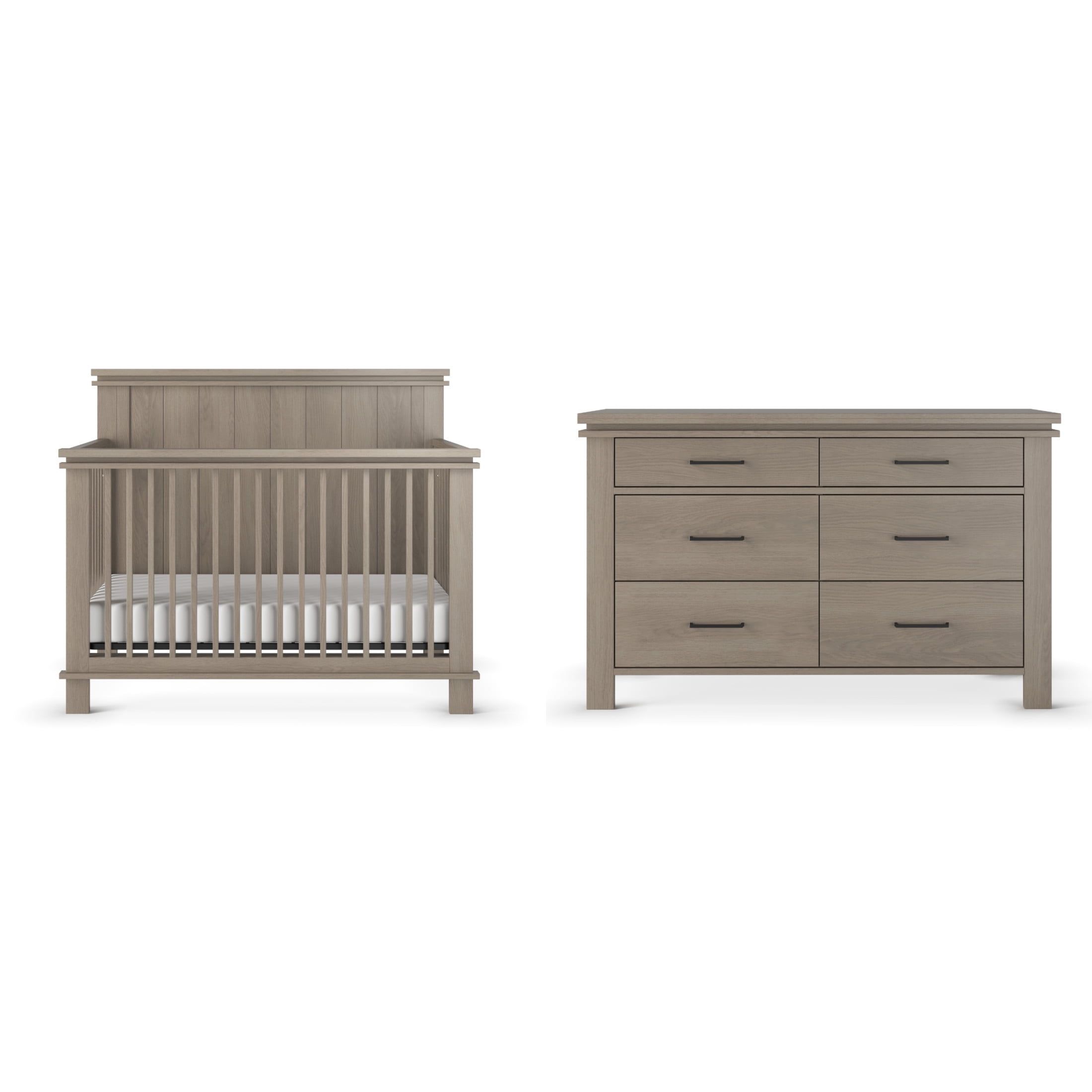 Crescent Gray 4-in-1 Convertible Crib and Dresser Set