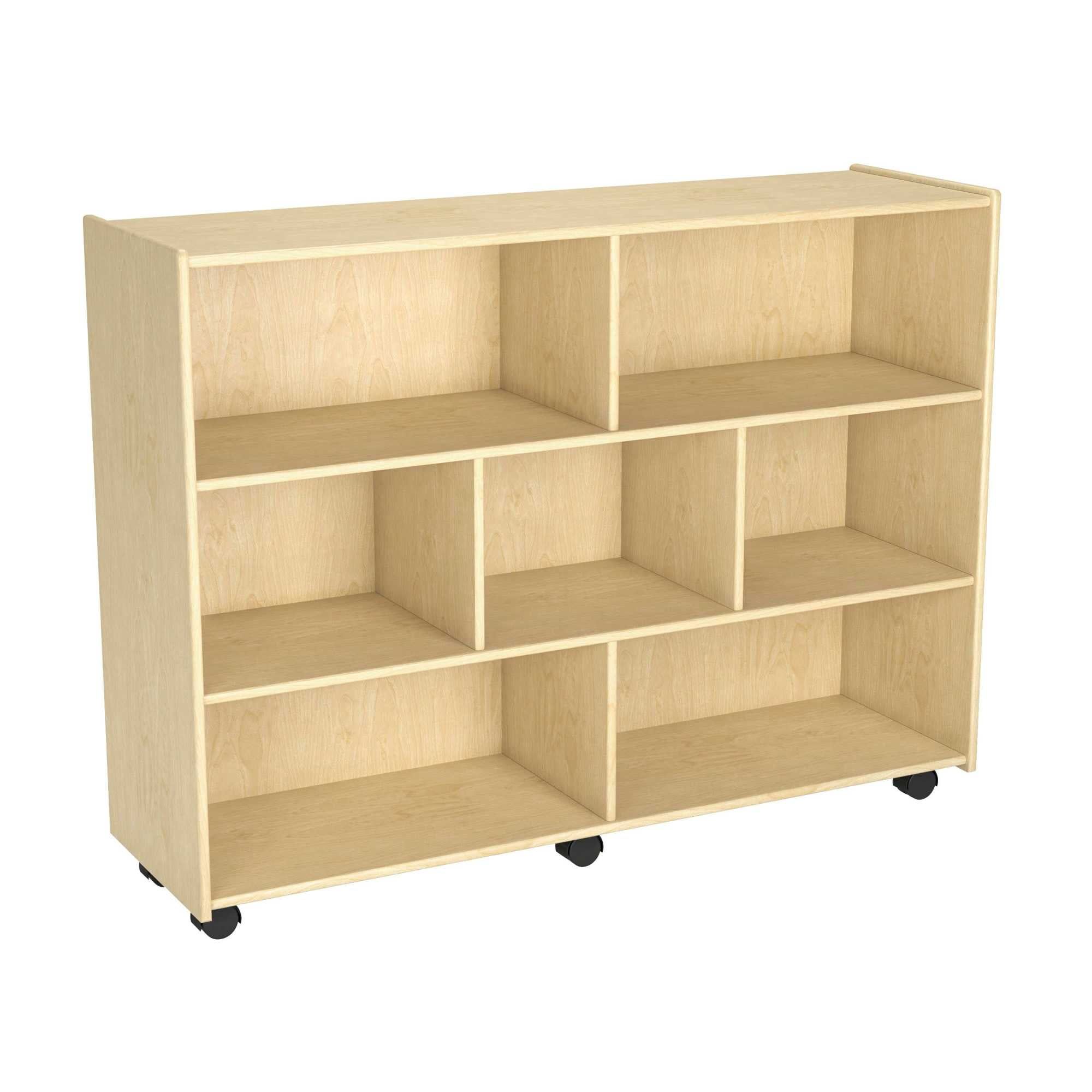 Natural Wood Mobile Storage Unit with 7 Compartments