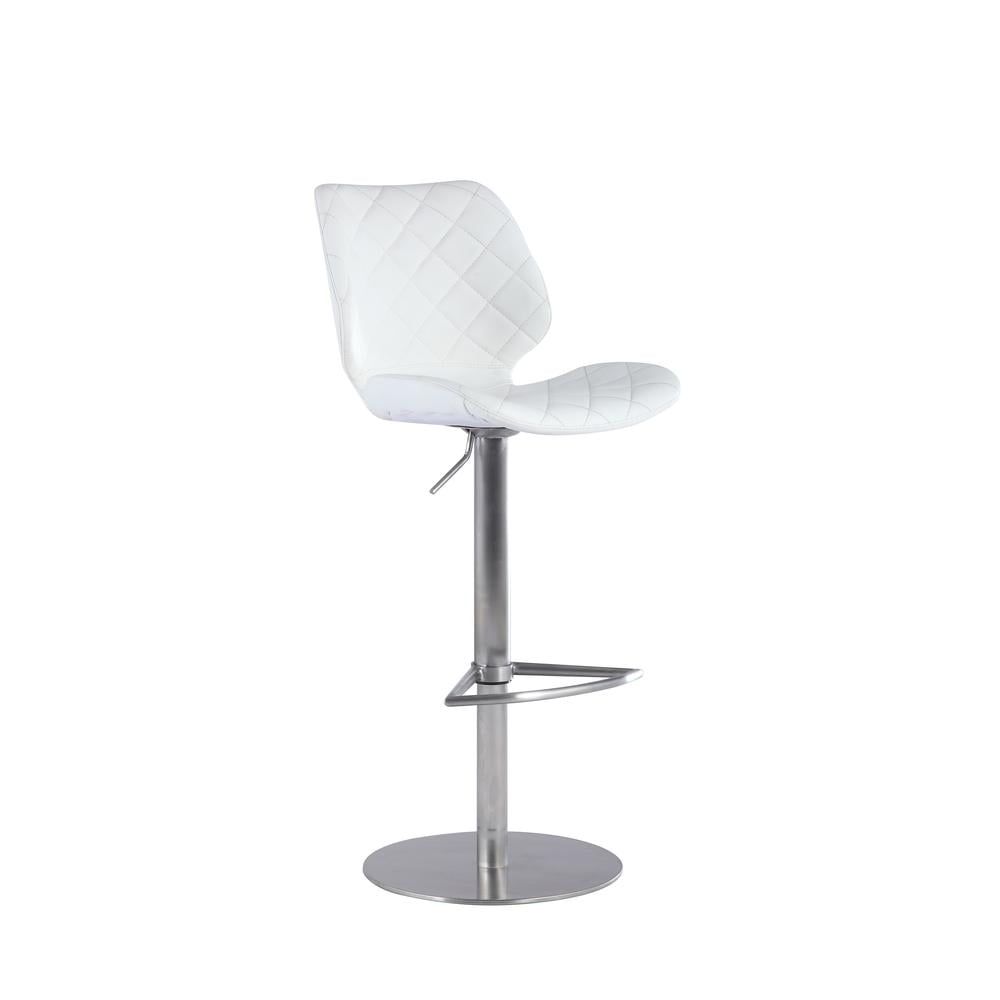 Contemporary White Faux Leather Adjustable Swivel Bar Stool