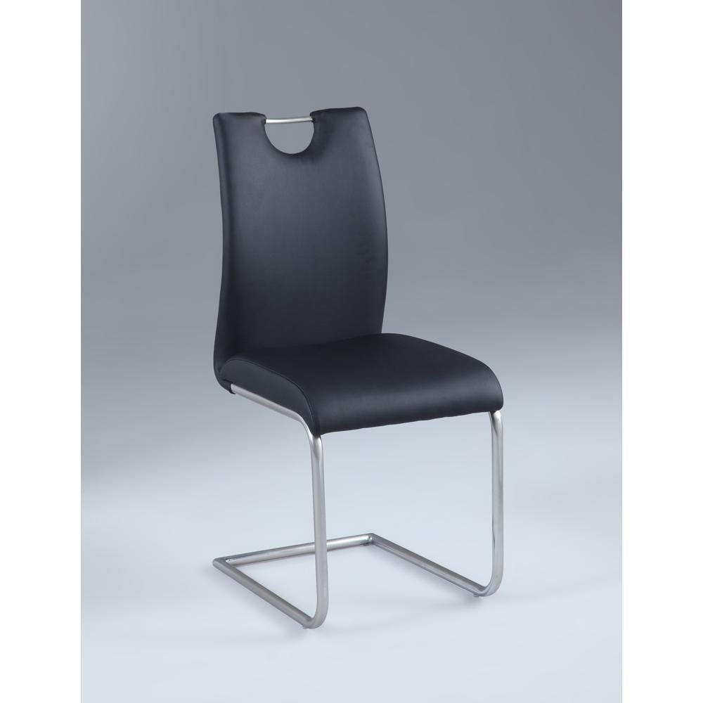 Black Faux Leather Upholstered Side Chair with Metal Base