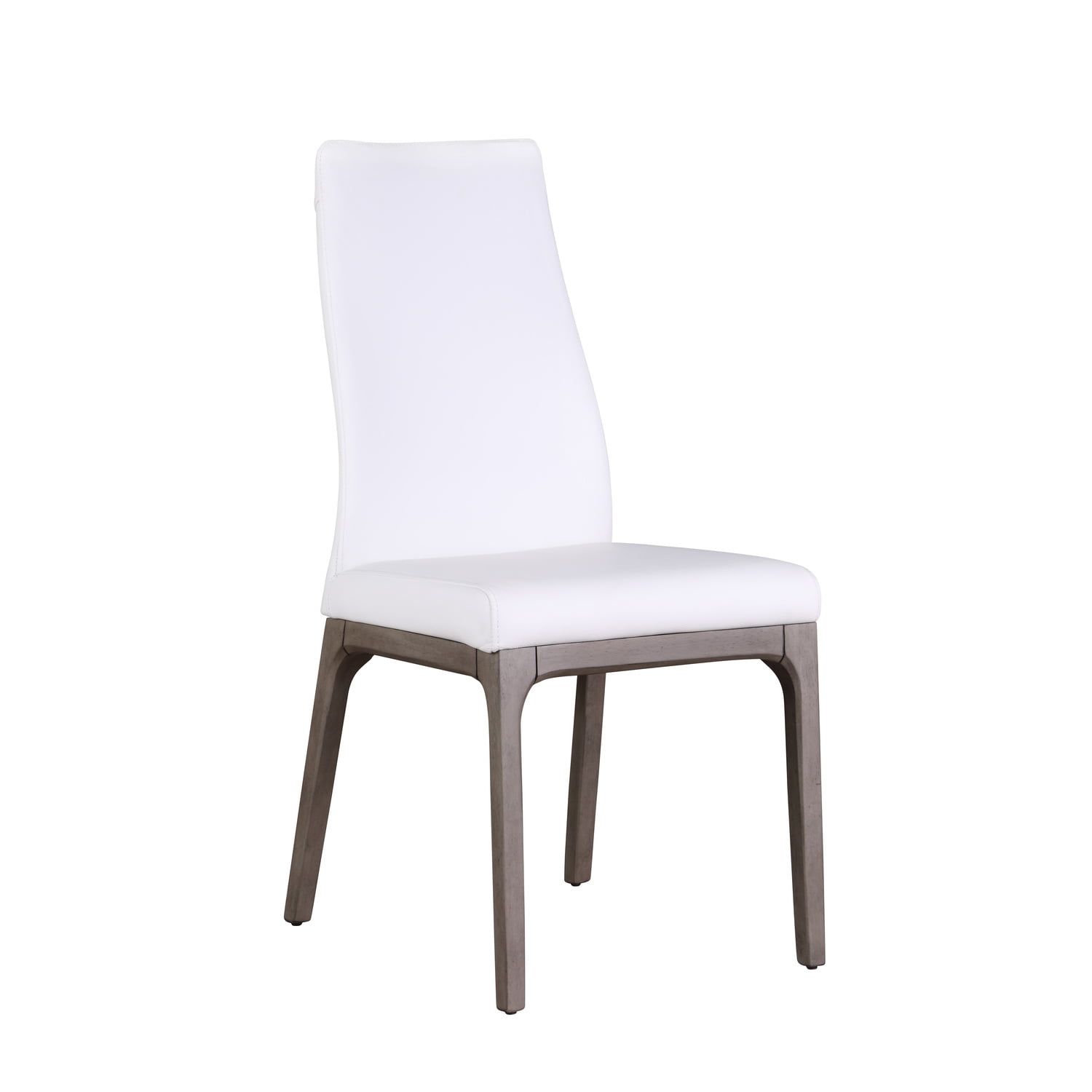 Modern Gray Faux Leather Upholstered Side Chair with Wood Base