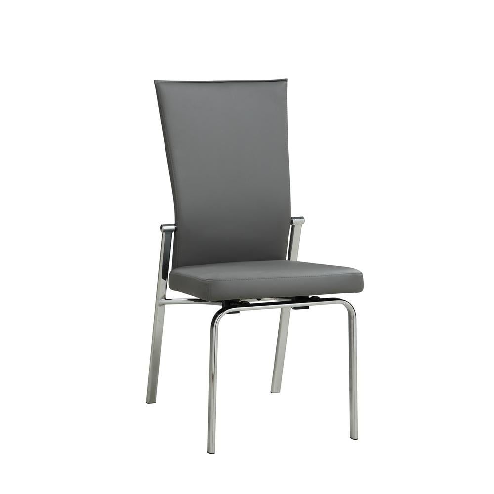 Gray Faux Leather Motion Back Side Chair with Chrome Legs, Set of 2