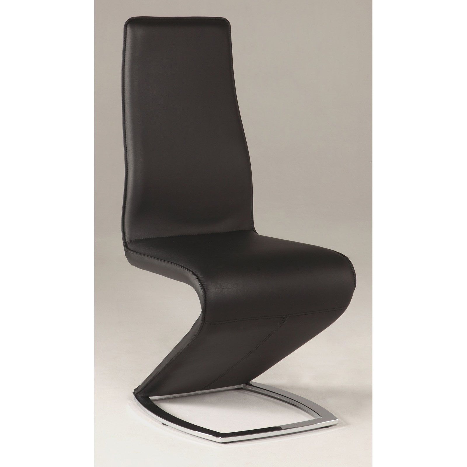 Black Faux Leather Z-Shaped High Side Chair with Metal Base