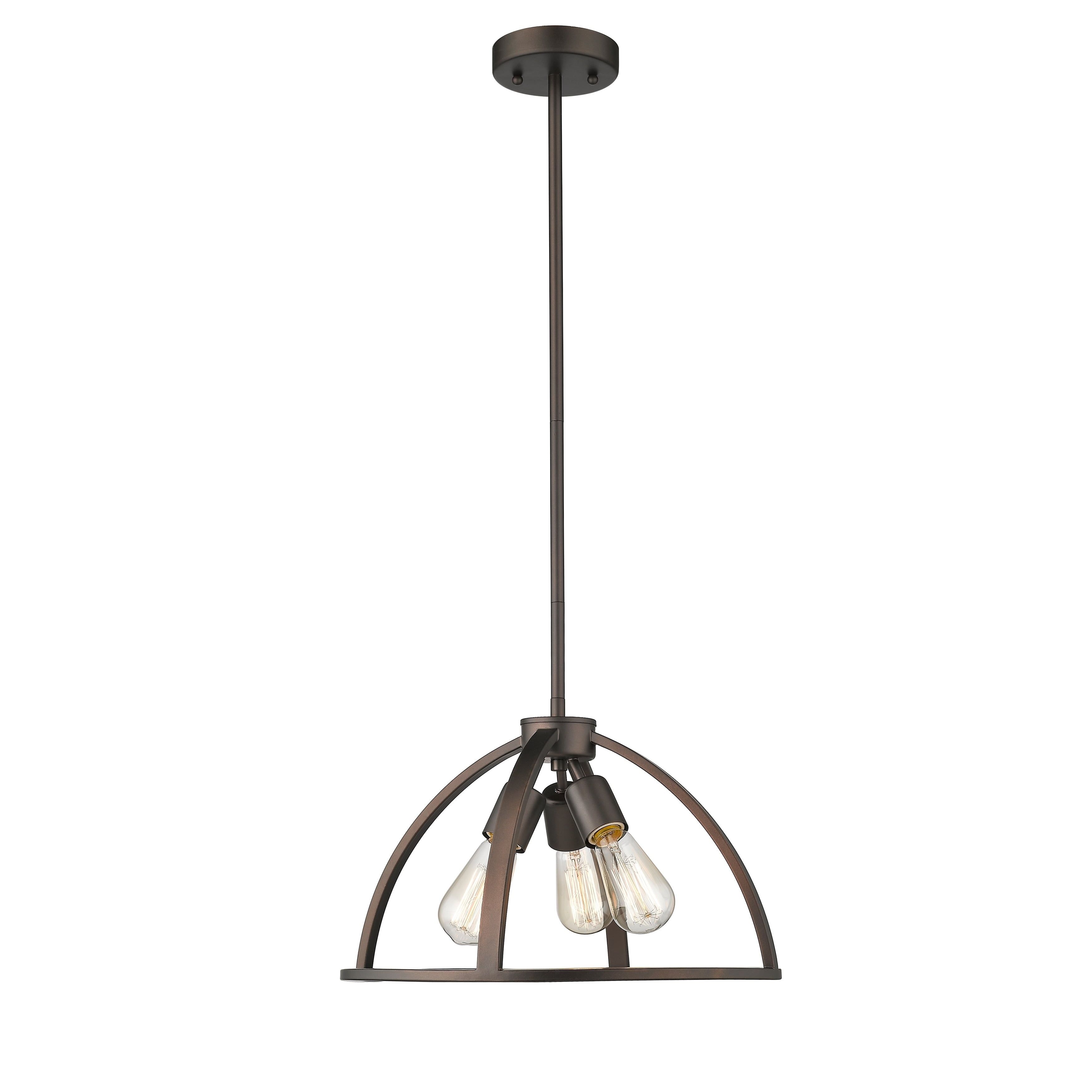 Oil Rubbed Bronze 3-Light Pendant with Exposed Bulbs