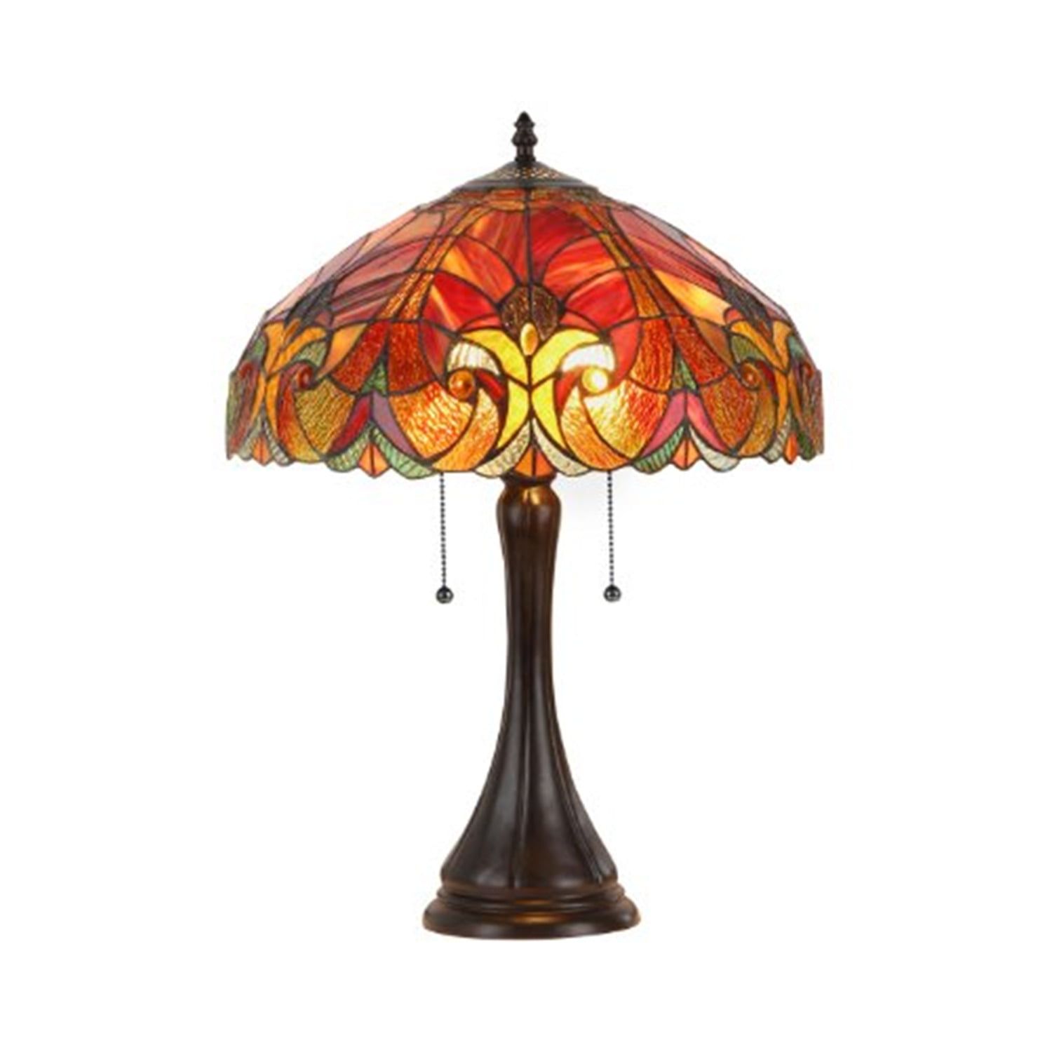 Victorian Tiffany-Style Stained Glass Table Lamp with Bronze Base