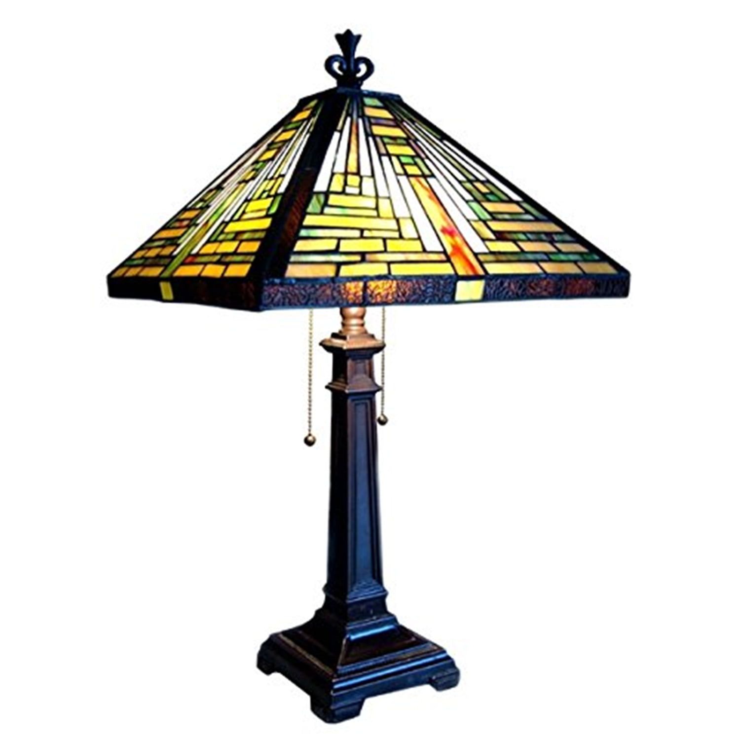 Bronze Mission Tiffany-Style Stained Glass Table Lamp